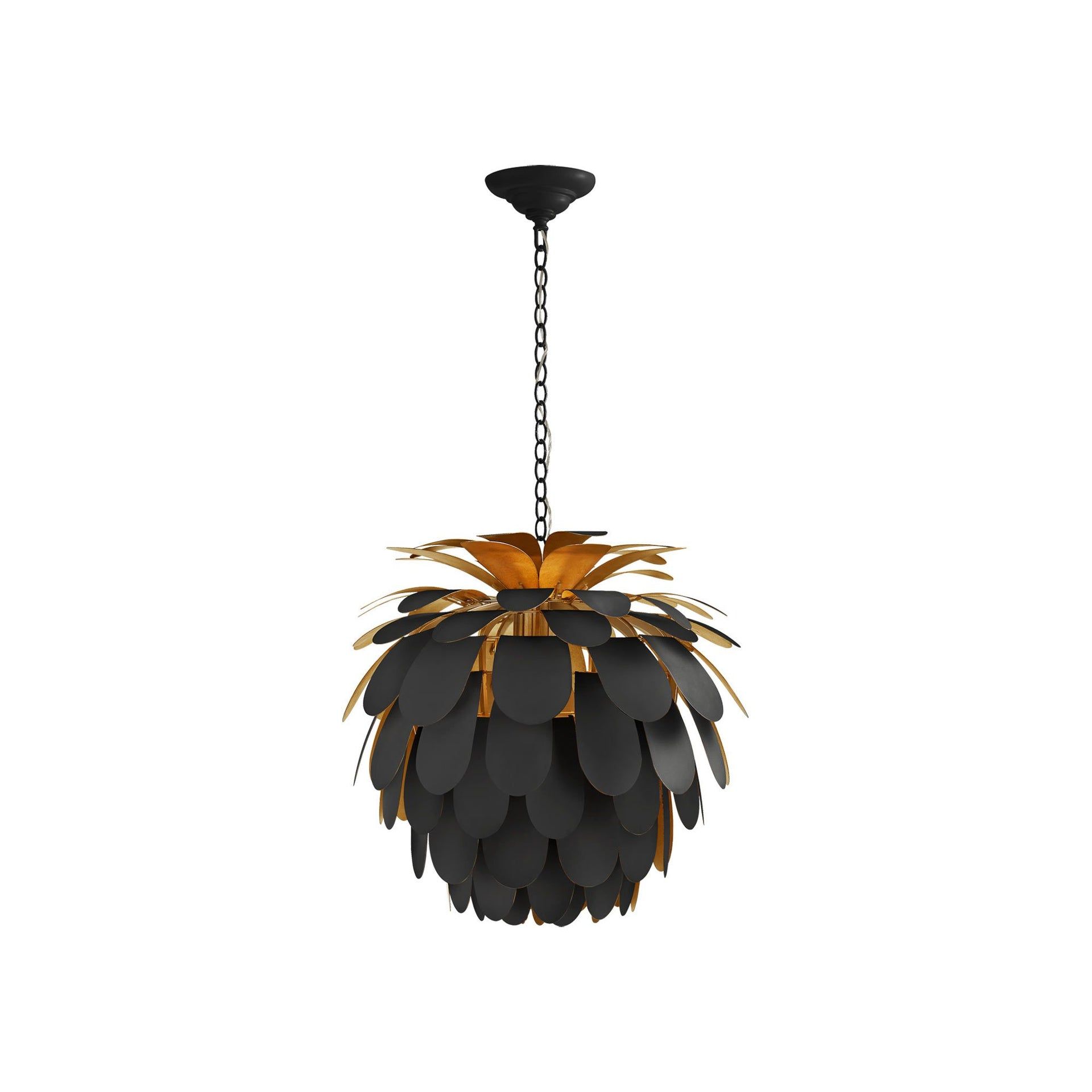 Matte Black and Gold Petal Chandelier Pendant