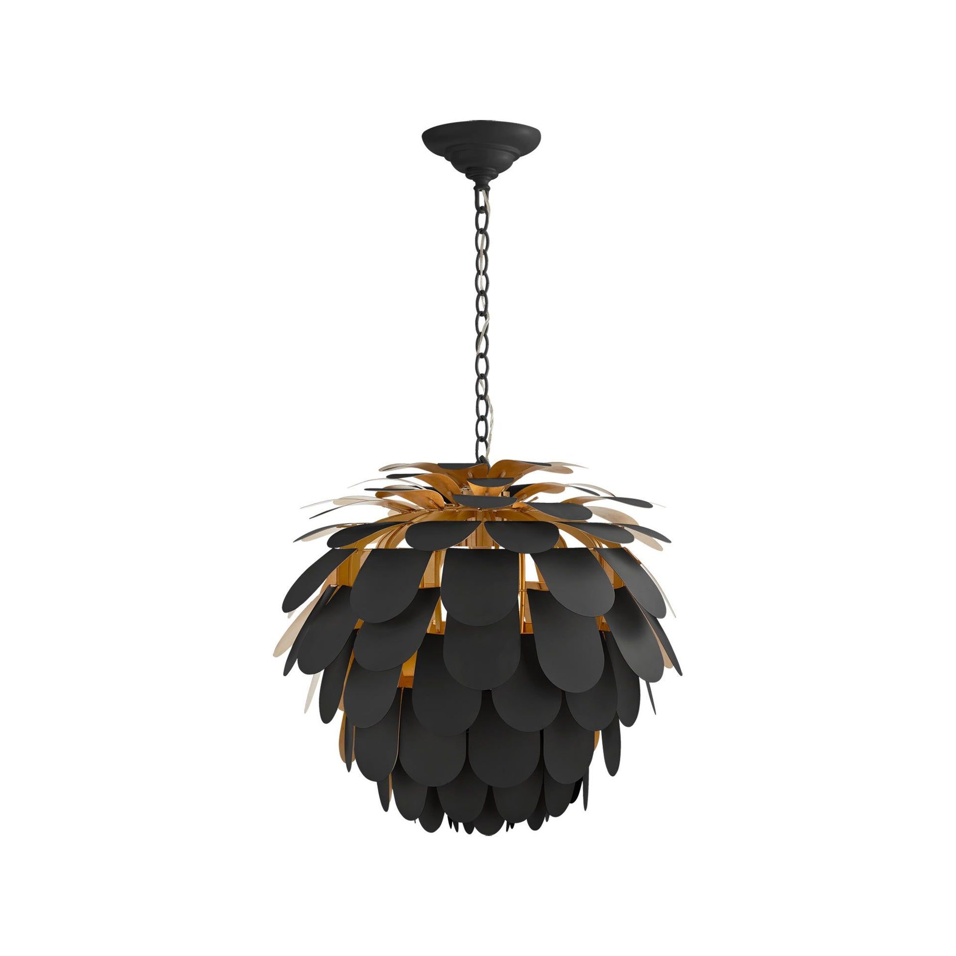 Matte Black Crystal Petal Pendant Light