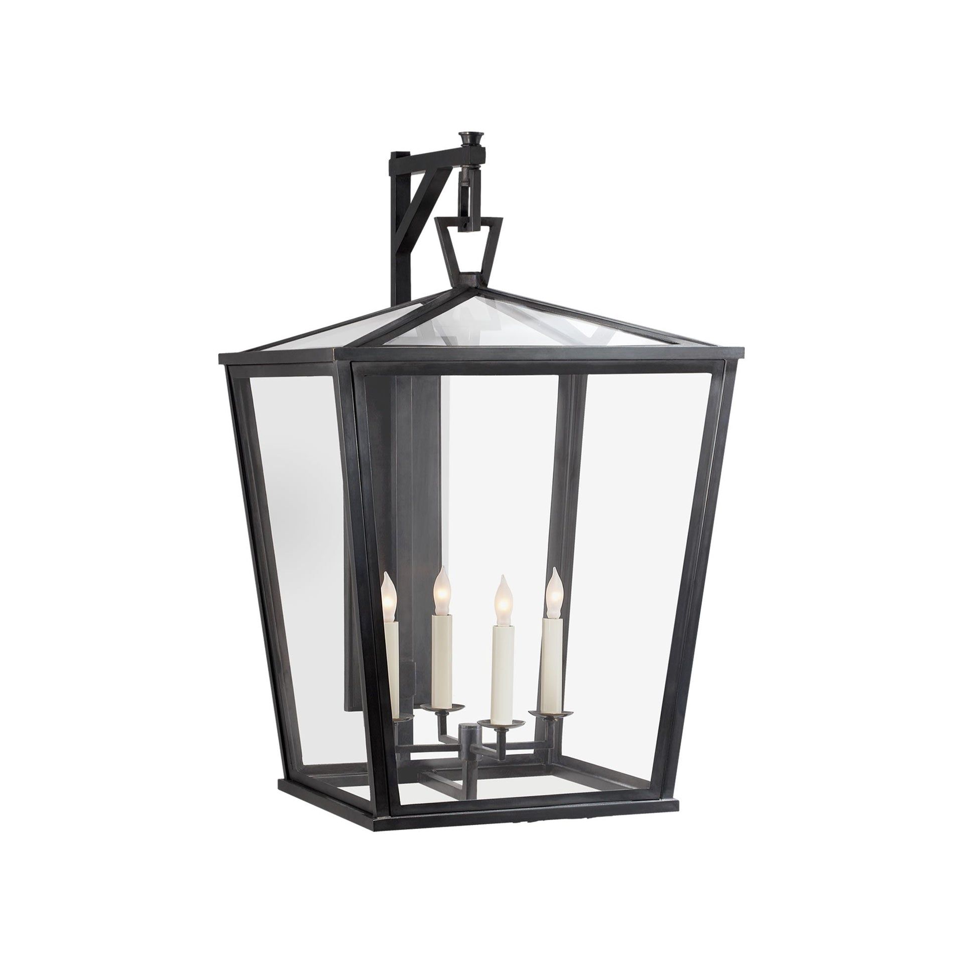 Chapman & Myers Dimmable Bronze Black Lantern Sconce, 28.25"H