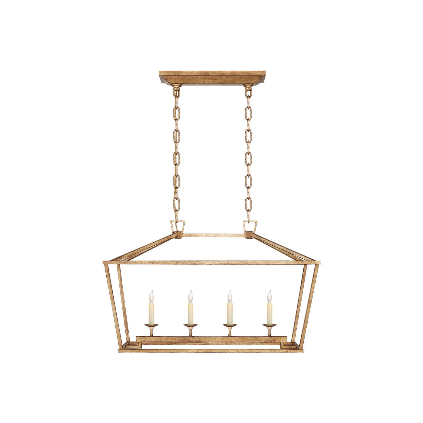 Golden Iron 4-Light Rectangular Island Chandelier
