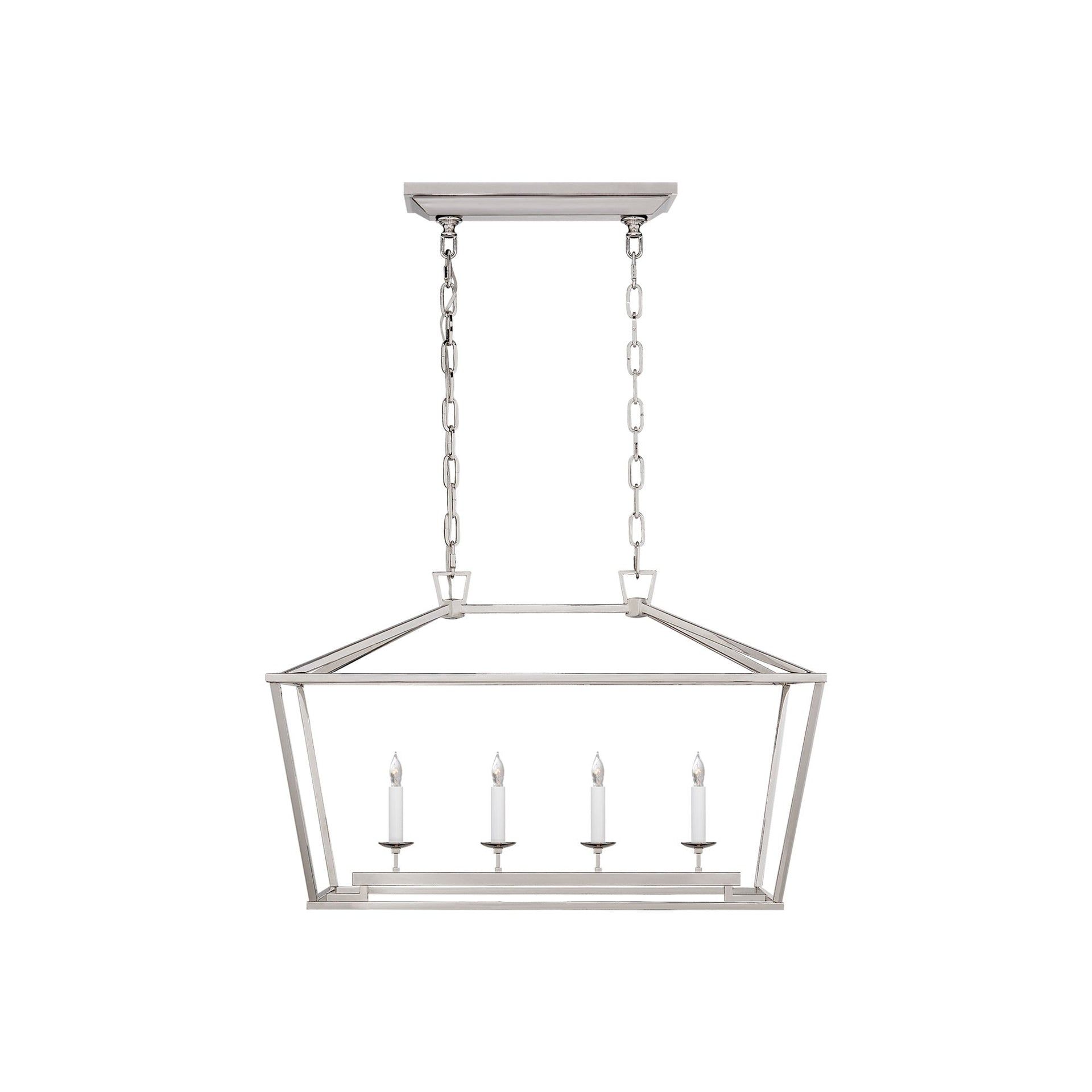 Elegant Darlana 30" Polished Nickel Crystal Island Lantern