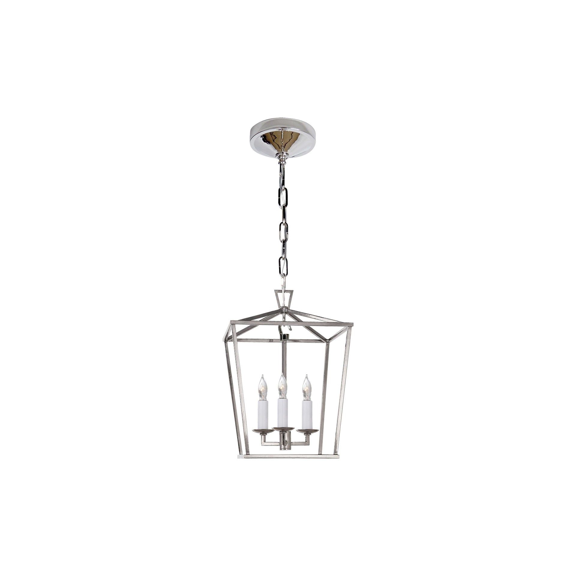 Elegant Darlana Polished Nickel Mini Lantern with Crystal Accents