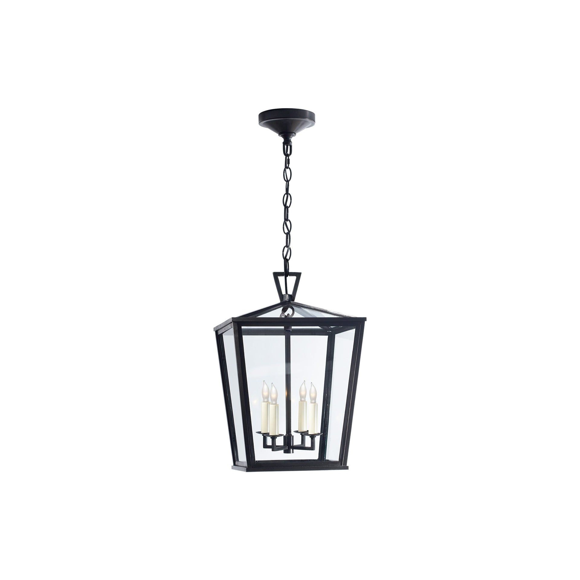 Bronze Glass 18.5" Indoor/Outdoor Hanging Lantern with LED