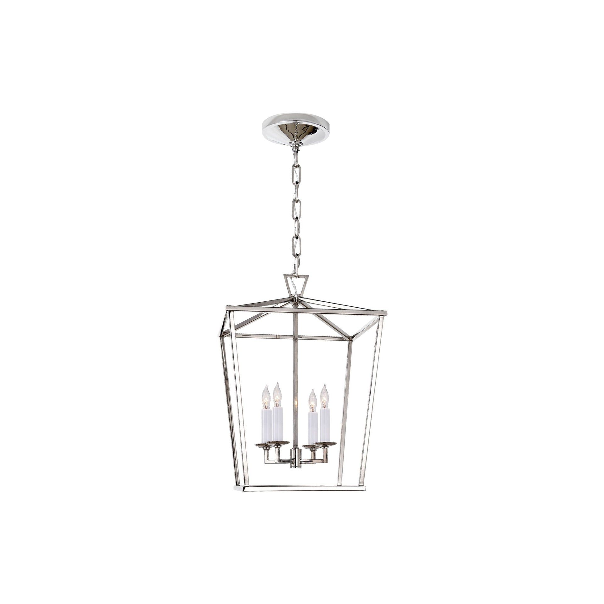Elegant Polished Nickel 18" Iron Lantern with Candelabra Bulbs