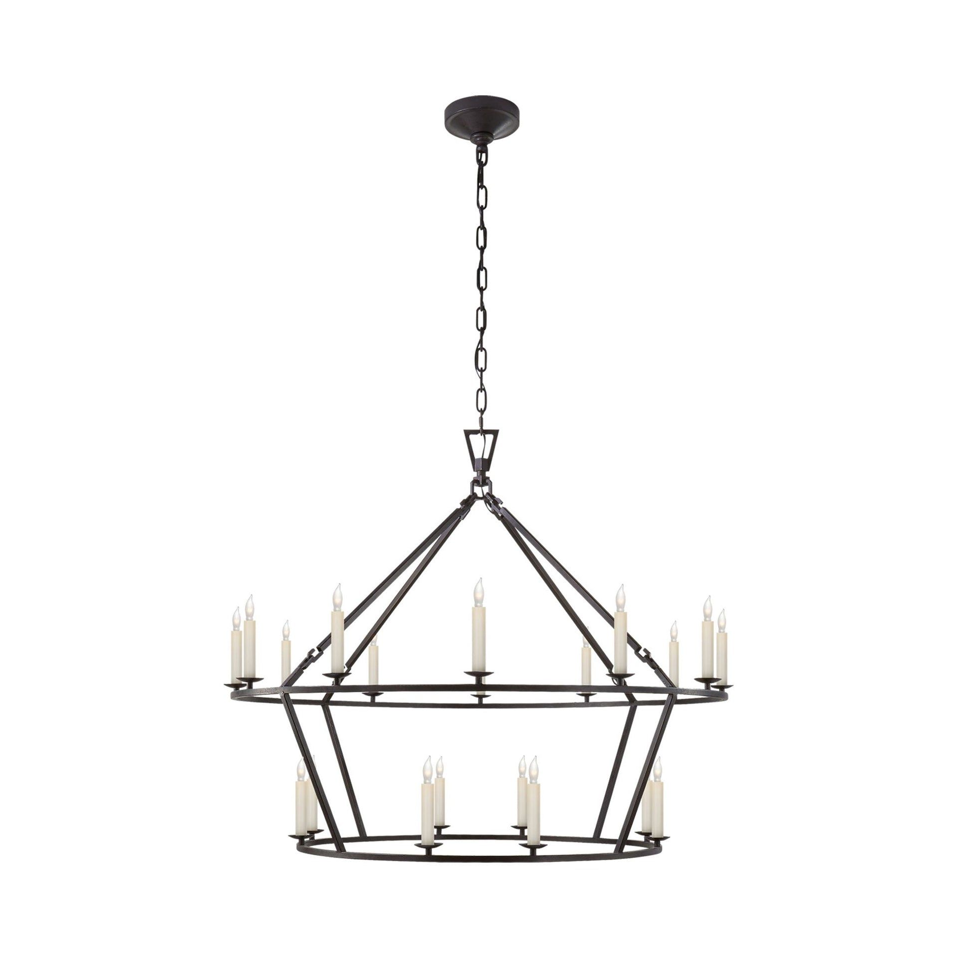 Elegant Nickel and Crystal 33" Plug-in Candle Chandelier