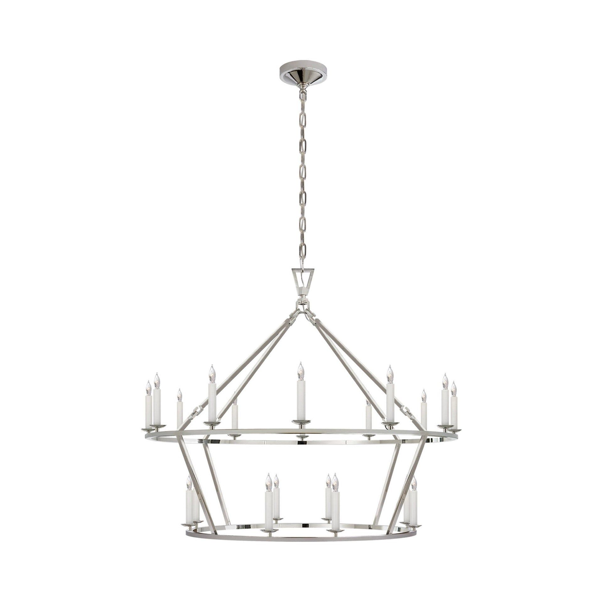 Darlana Polished Nickel Two-Tiered 20-Light Crystal Chandelier