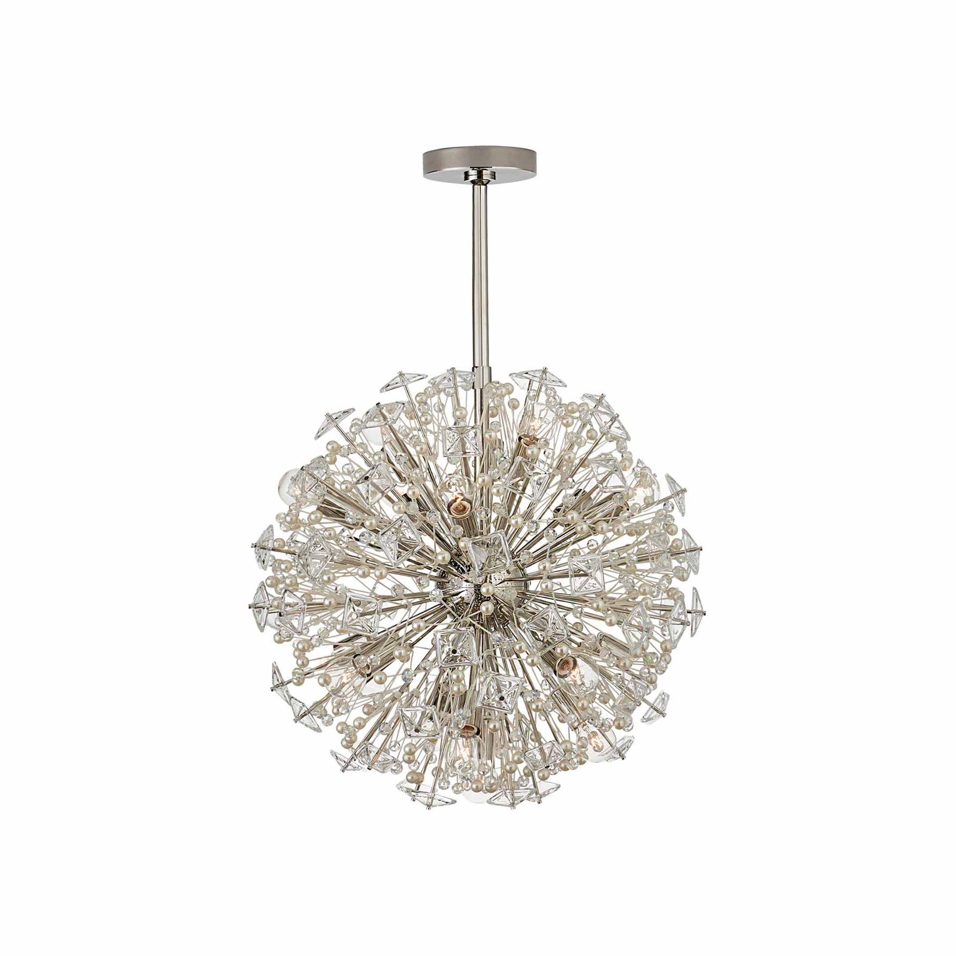 Elegant Polished Nickel and Crystal Medium Chandelier by Kate Spade