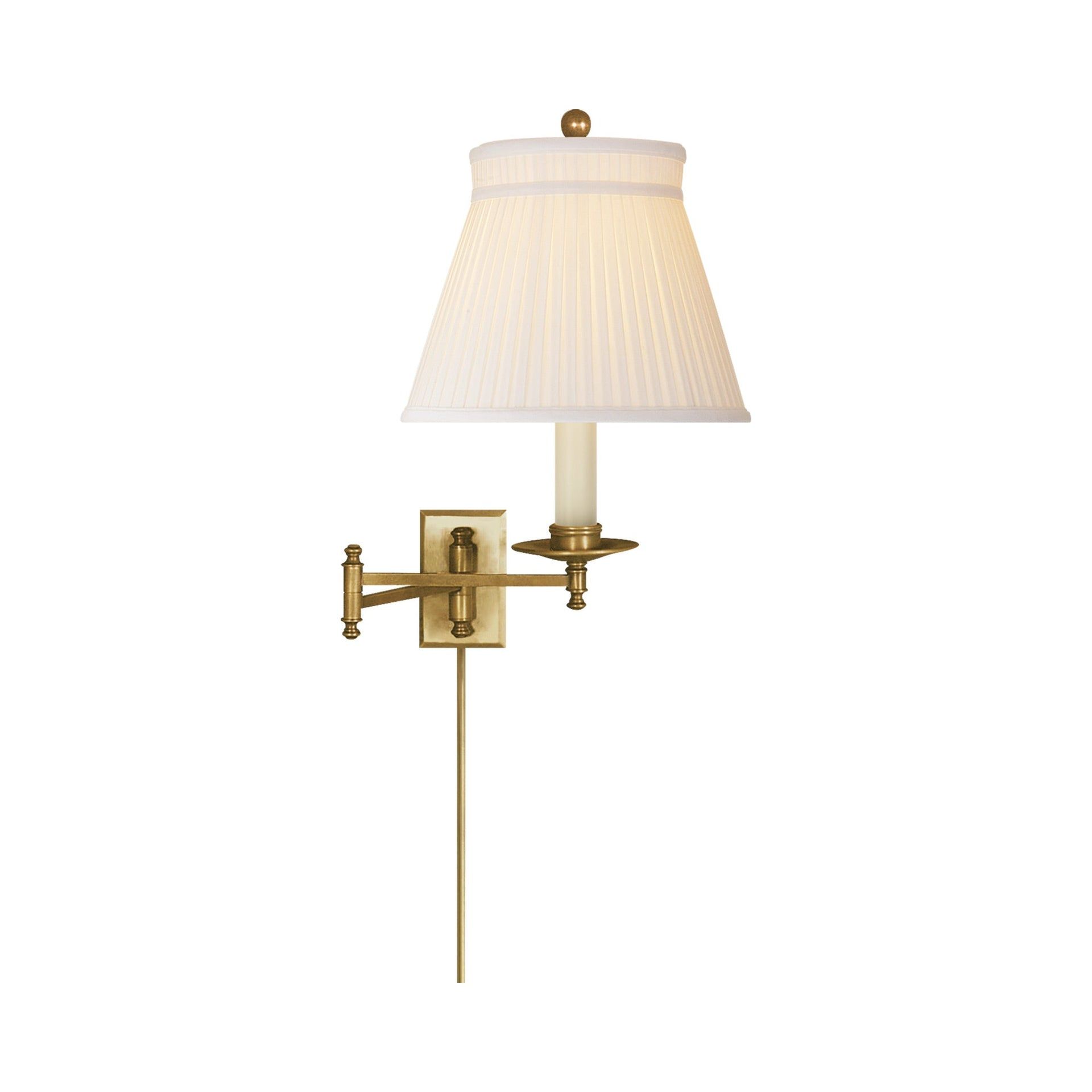 Antique Brass Dimmable Swing Arm Wall Lamp with Empire Shade