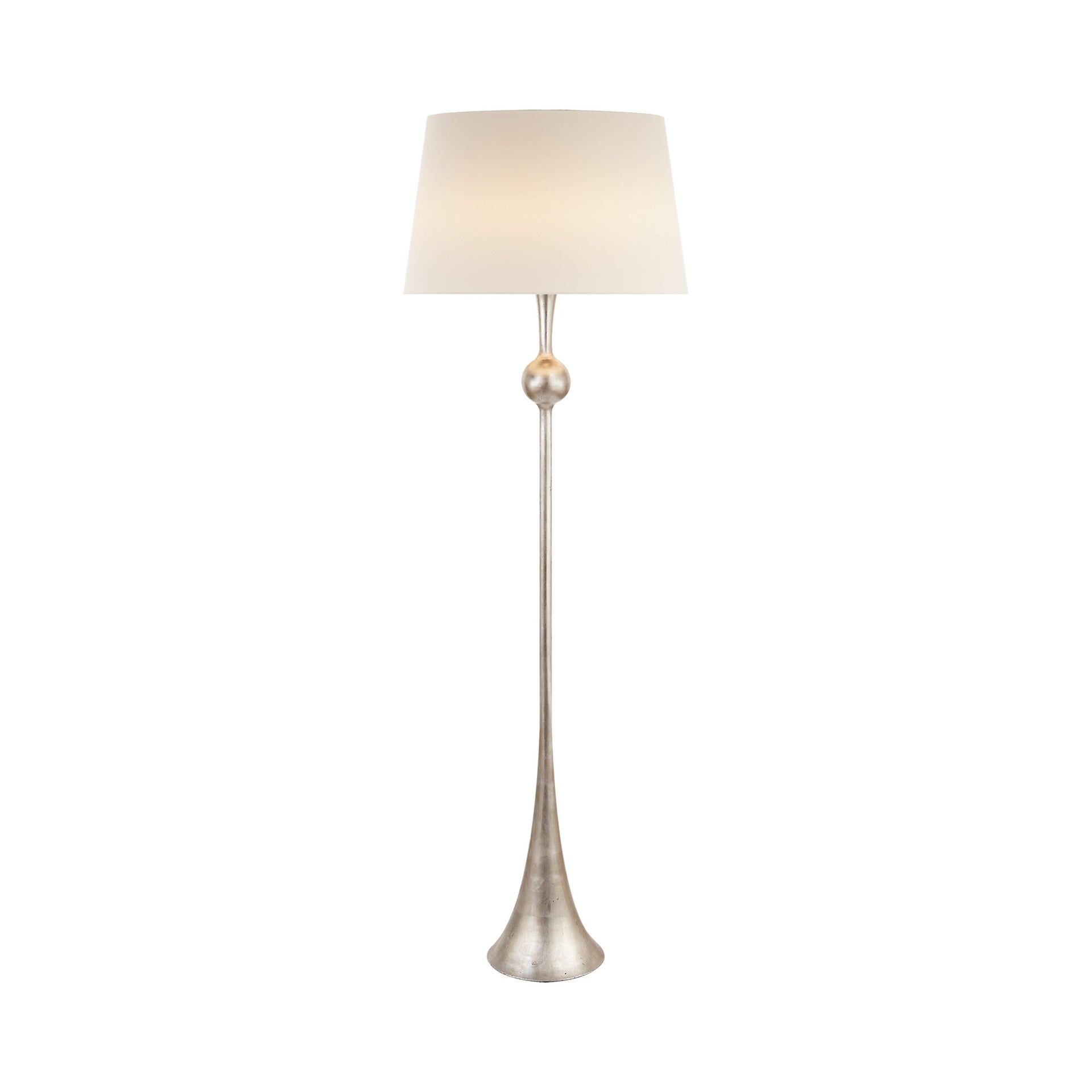 Edison Adjustable 63.5" Outdoor Linen Shade Floor Lamp in Burnished Silver Leaf