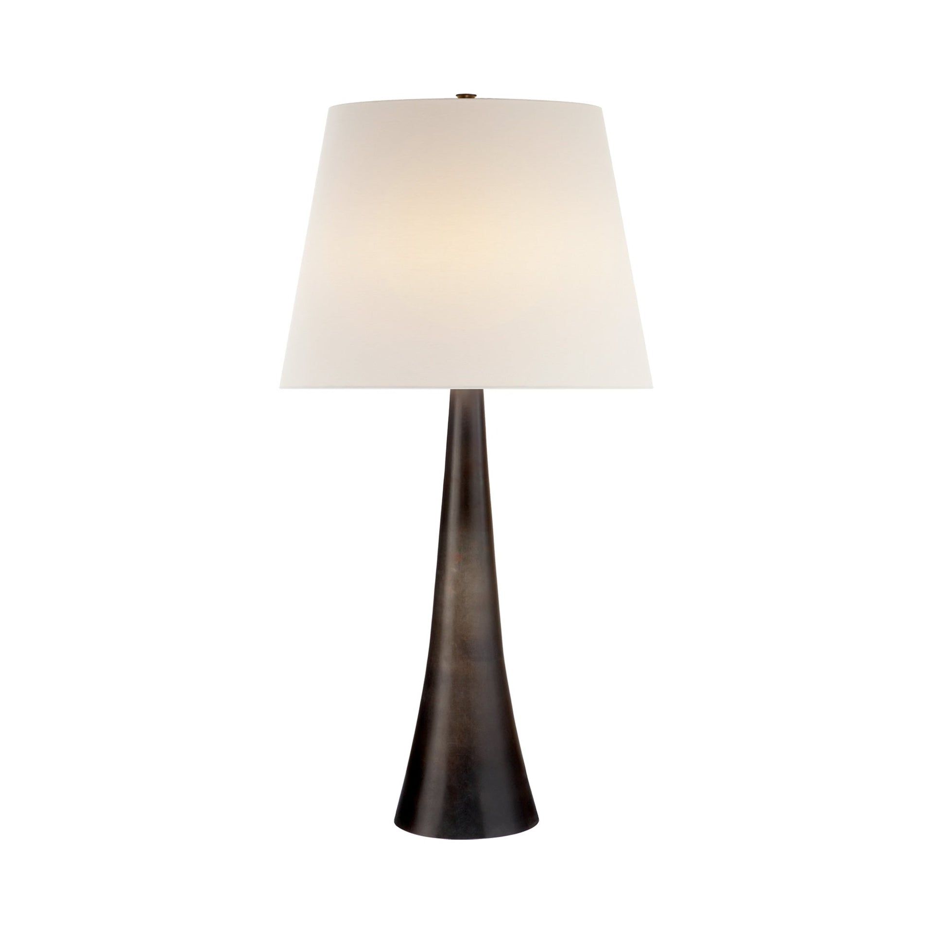 Dover Aged Iron Outdoor Desk Lamp with Linen Shade