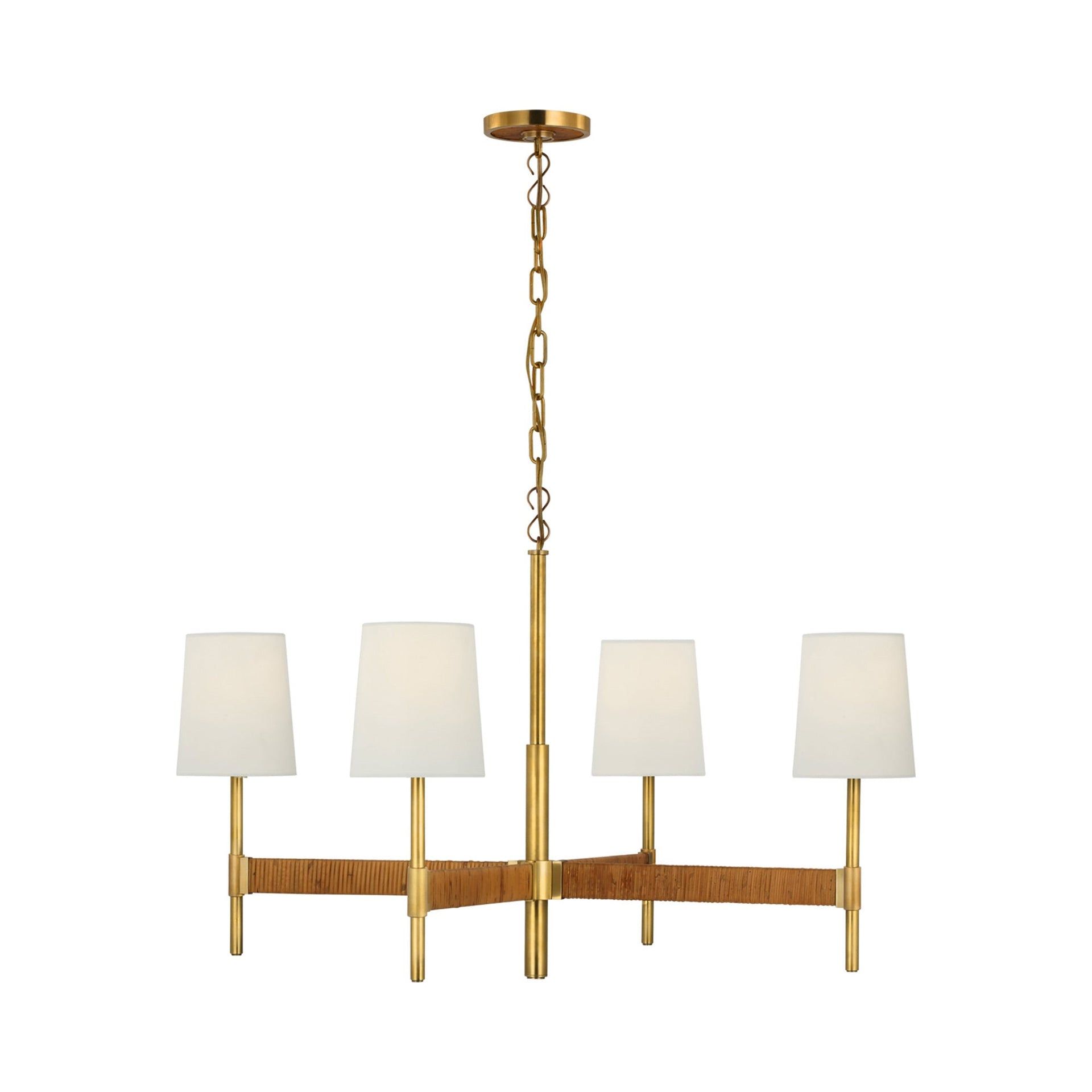 Antique Brass and Brown 4-Light Chandelier with Crystal Accents