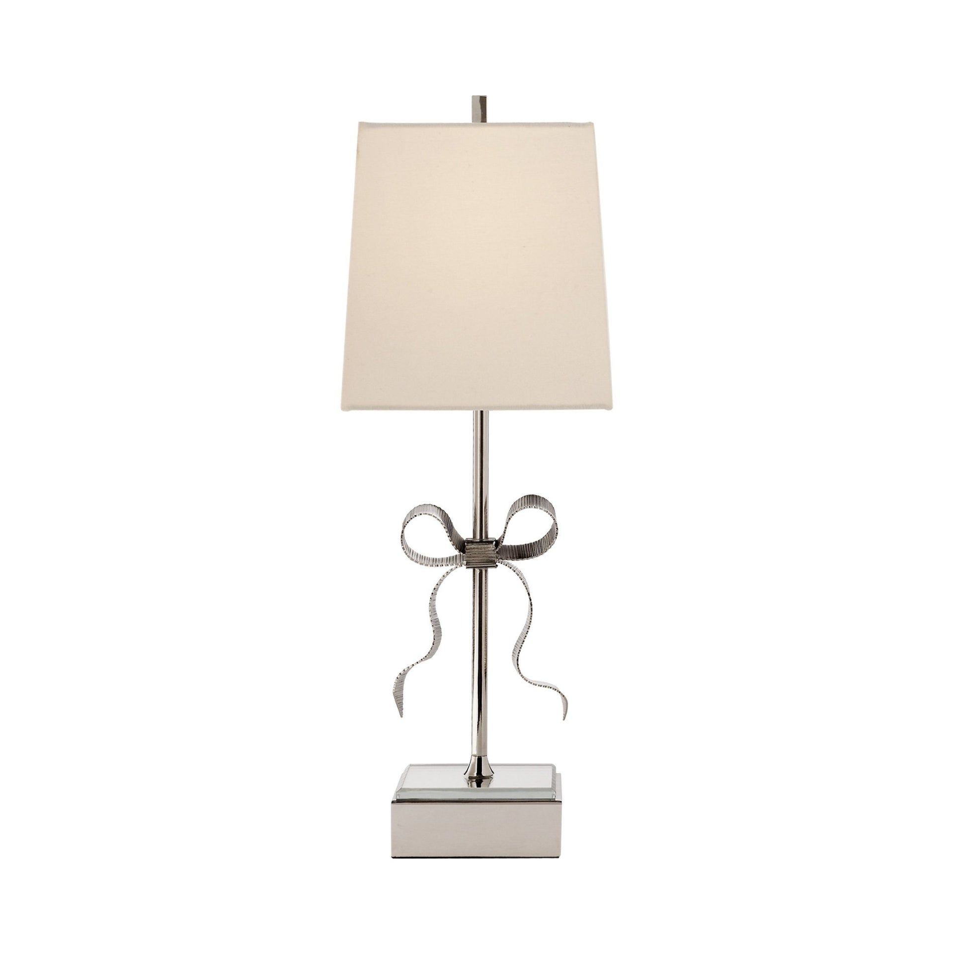 Ellery Polished Nickel Outdoor Table Lamp with Cream Shade