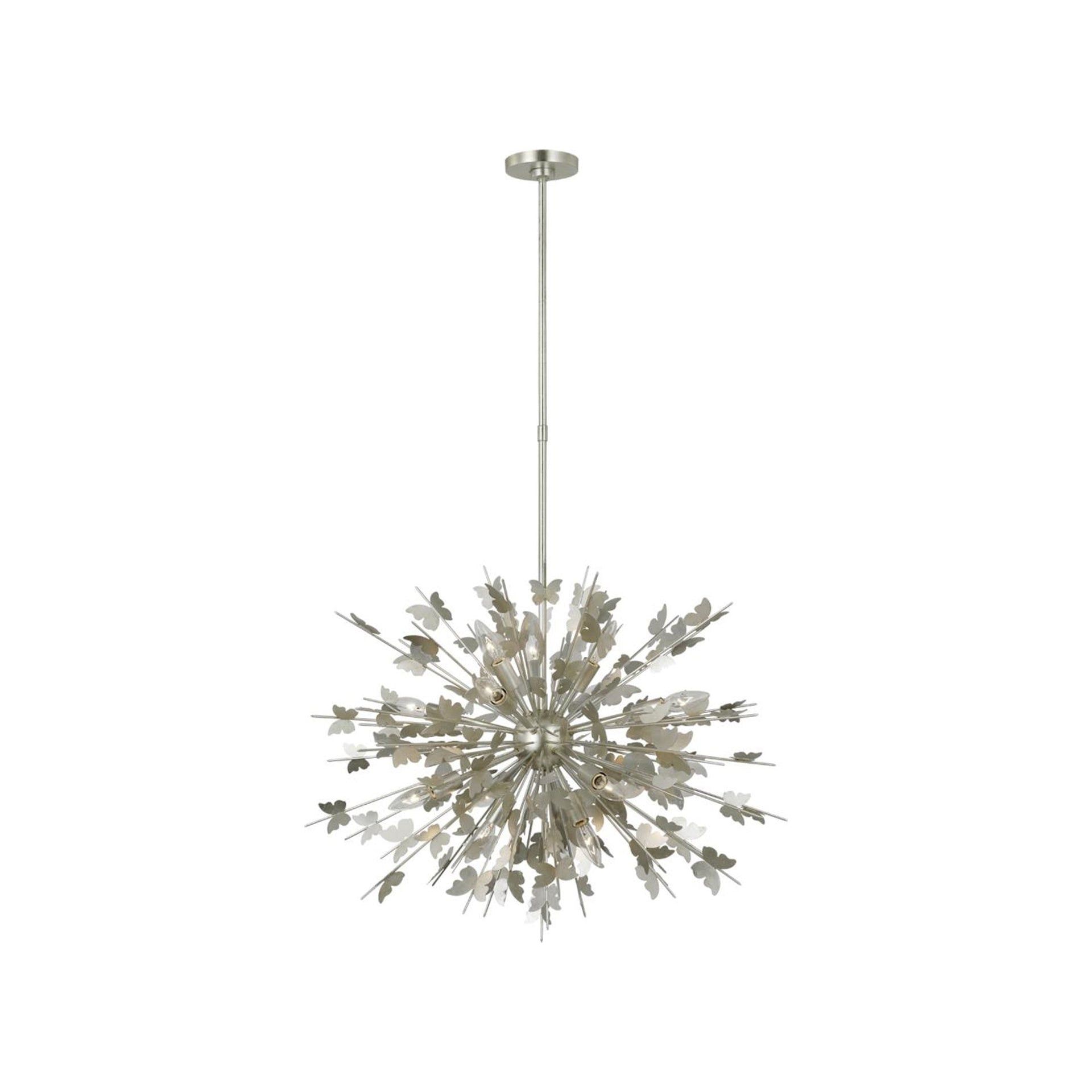 Farfalle 14-Light Burnished Silver Leaf Crystal Chandelier