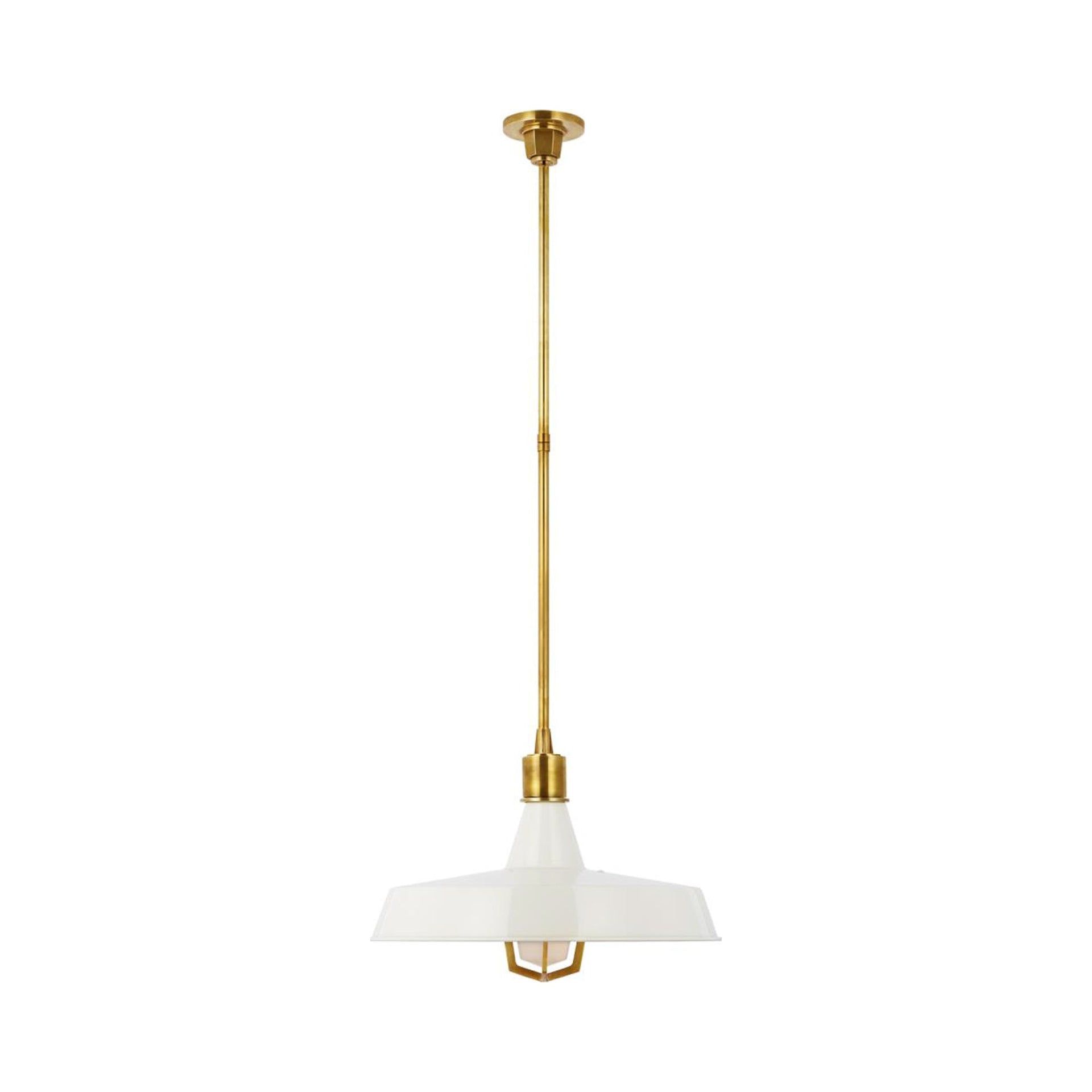 Hand-Rubbed Antique Brass and White Glass Pendant Light