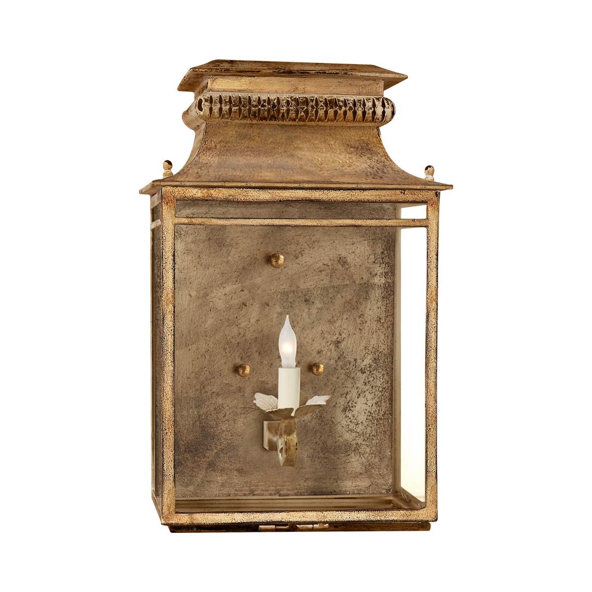 Dimmable Nickel Brown Lantern Style Sconce, 18" Height