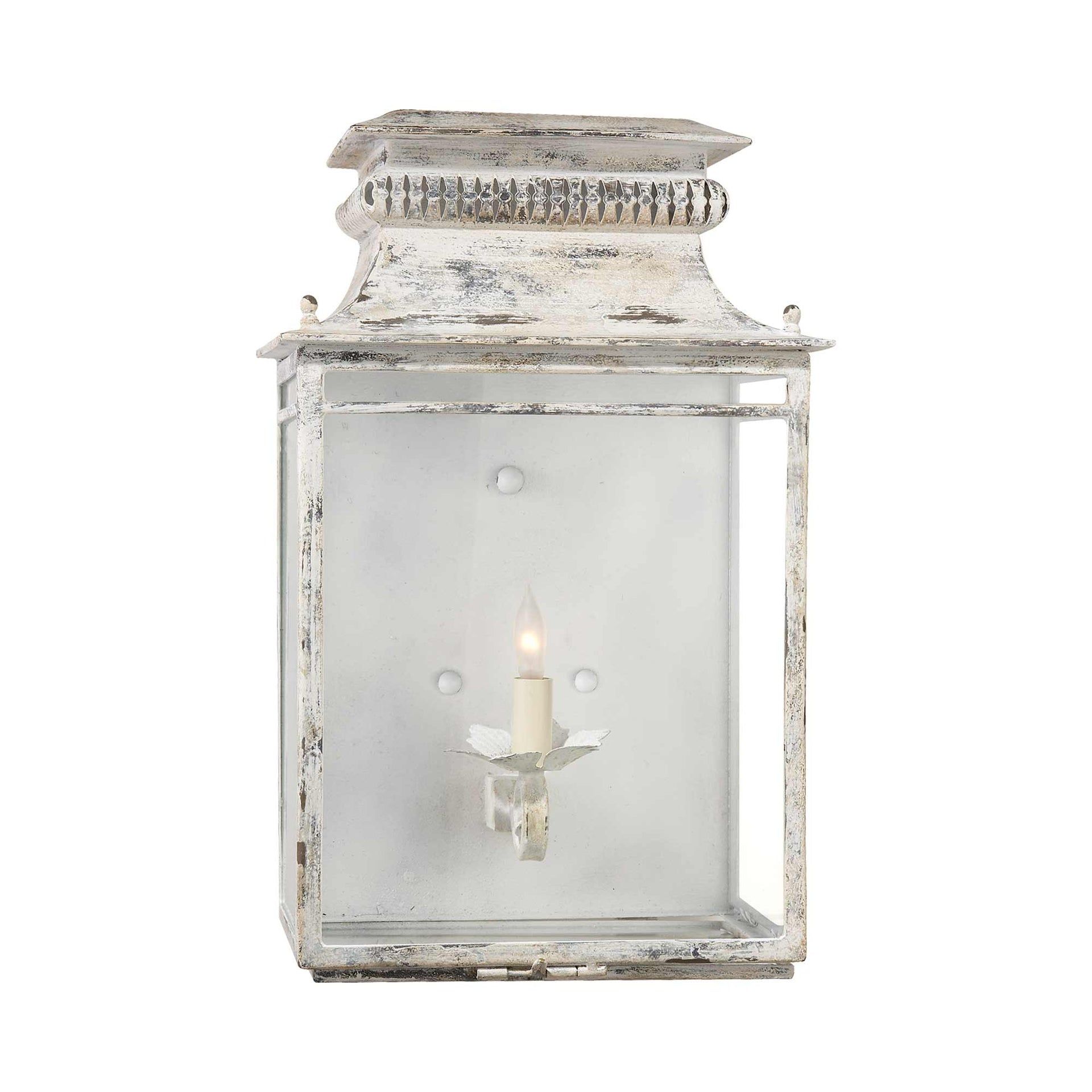 18" White Iron Lantern Style Wall Sconce