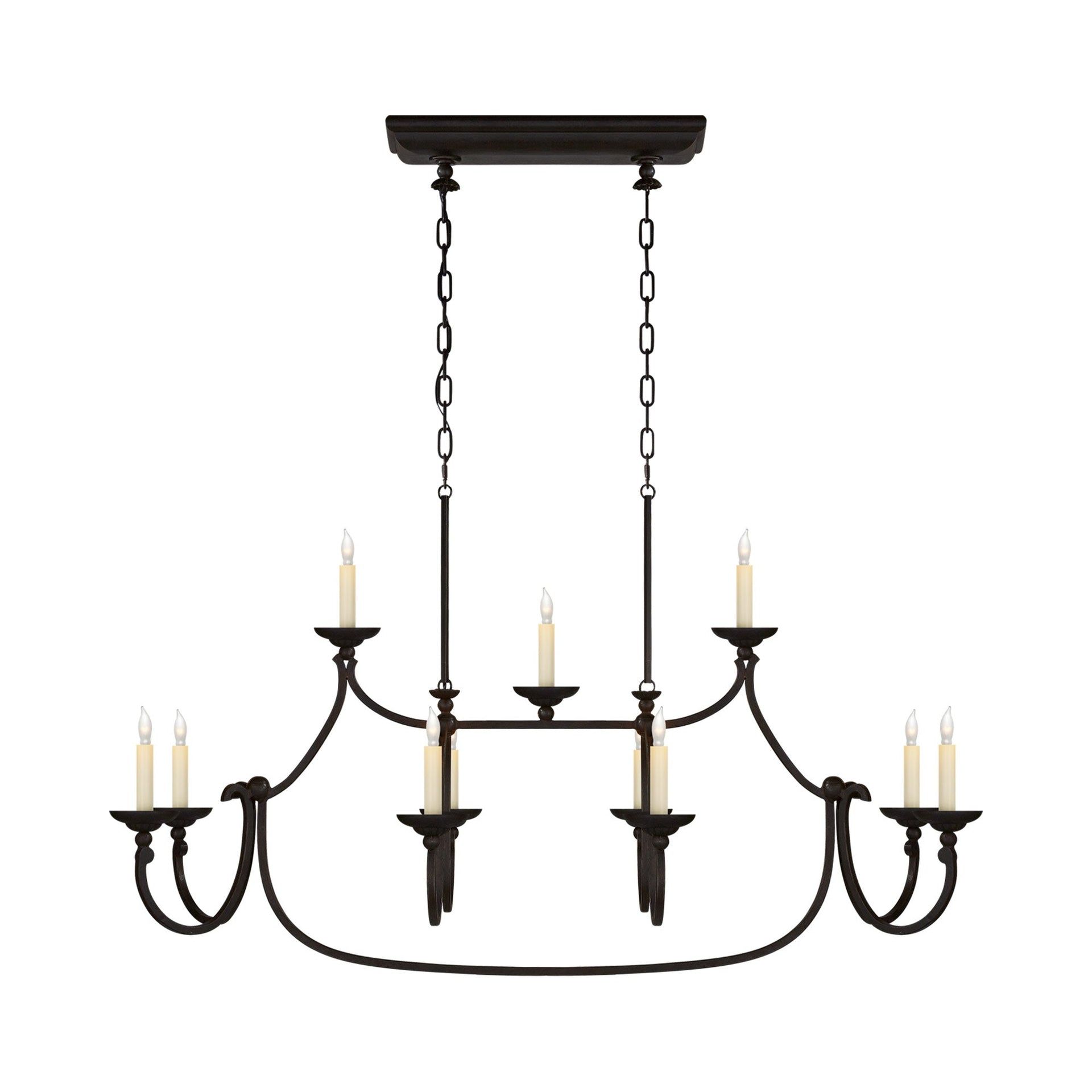 Aged Iron 11-Light Candle Chandelier