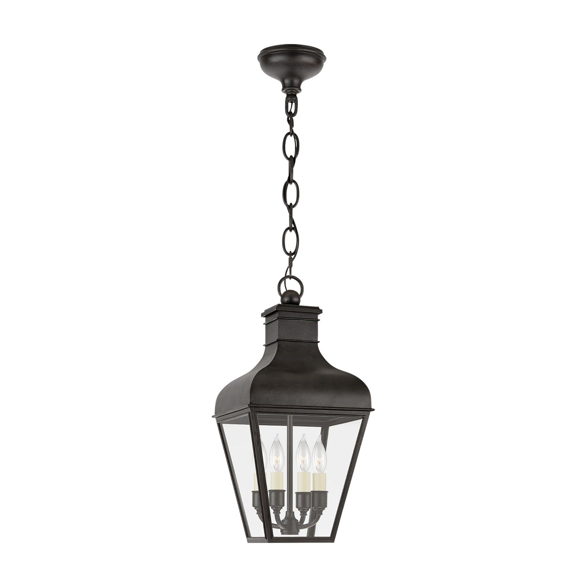 Fremont Rustic Black Glass Lantern for Indoor/Outdoor Island Lighting