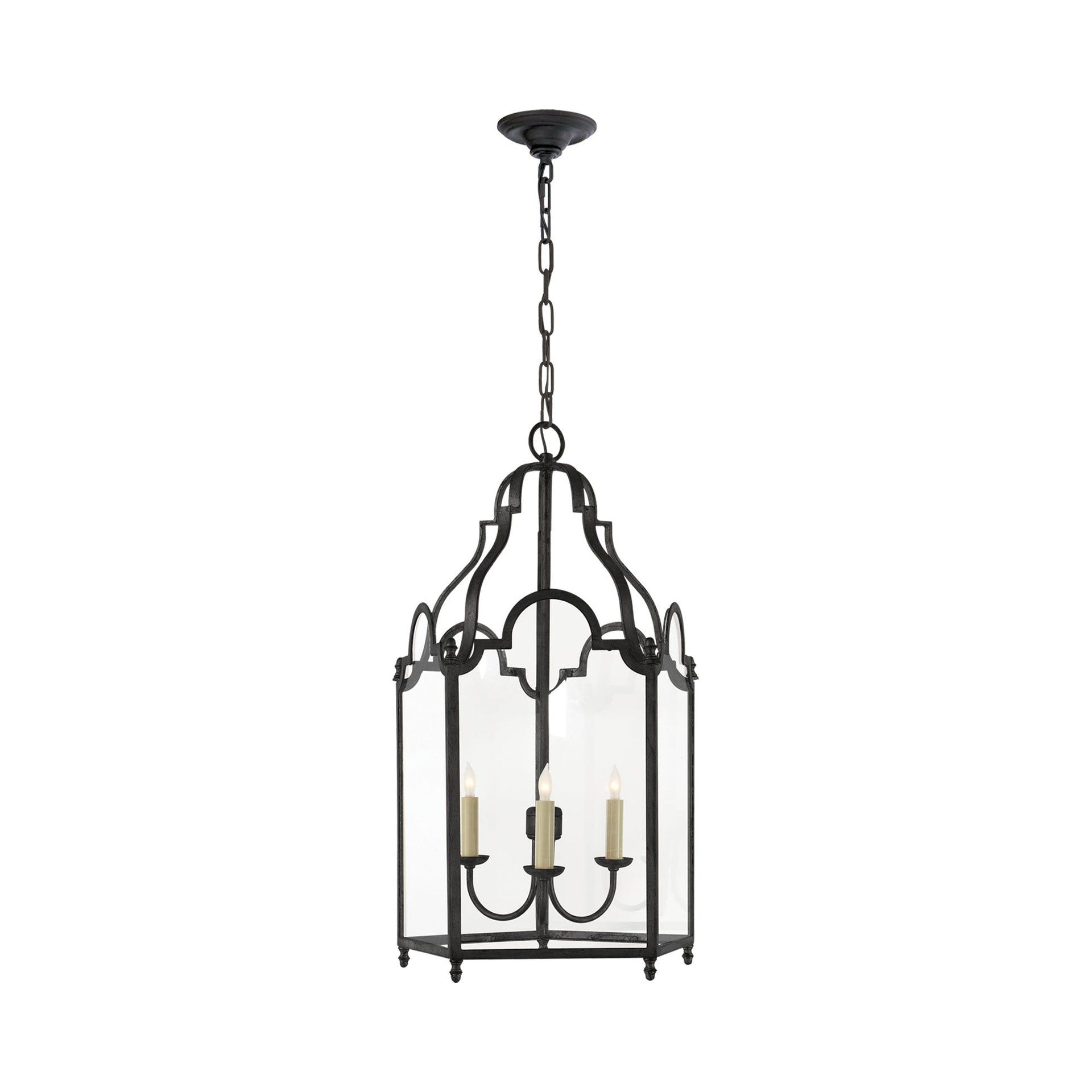 Blackened Rust 30.5" Glass and Metal 3-Light Chandelier