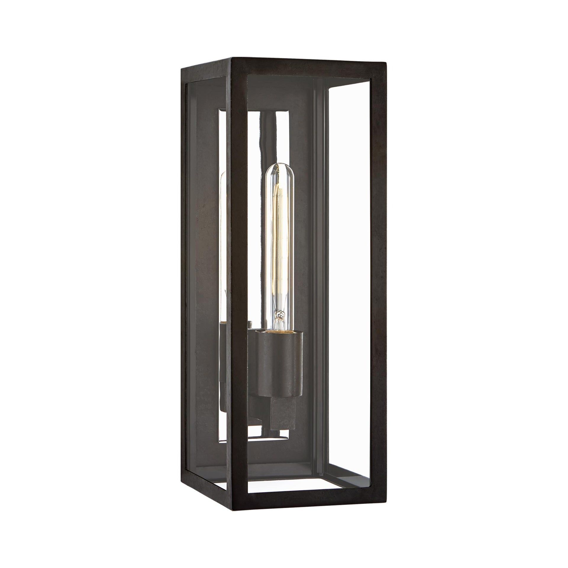 Eldridge 16" Black Iron Lantern-Style Dimmable Sconce