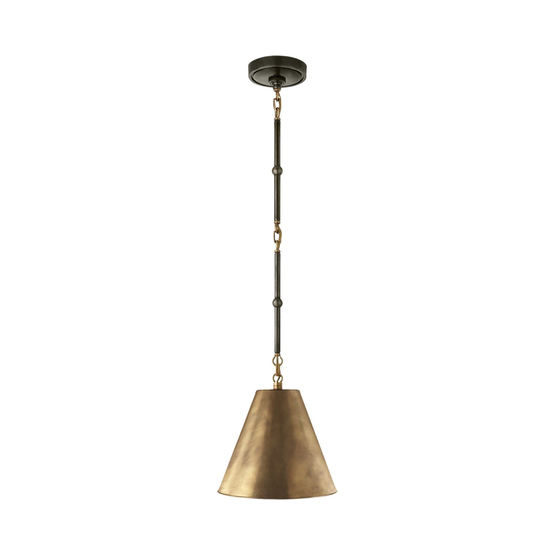 Goodman Petite 12" Bronze & Antique Brass Industrial Pendant Light