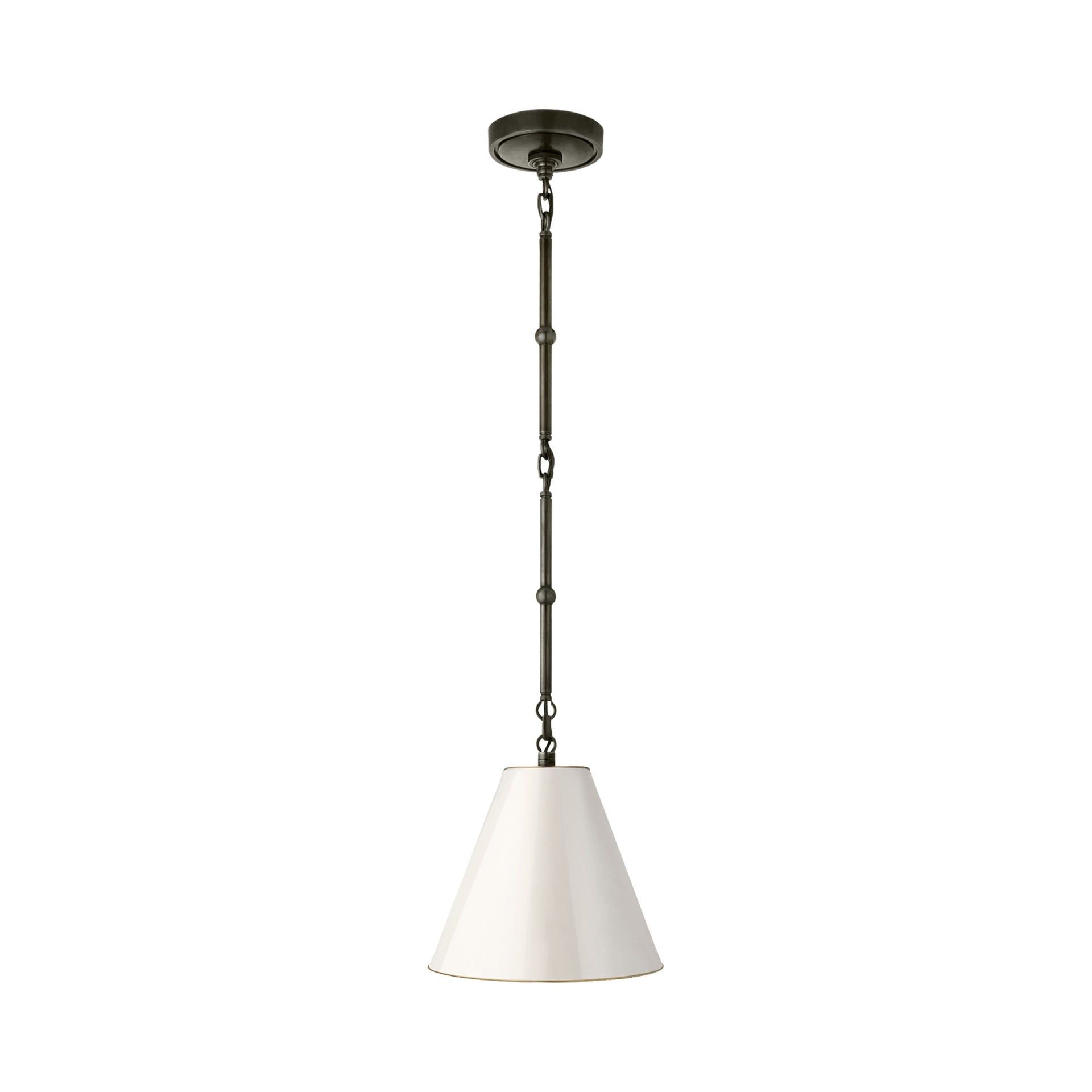 Bronze and Antique White 10" Pendant Light with Cone Shade