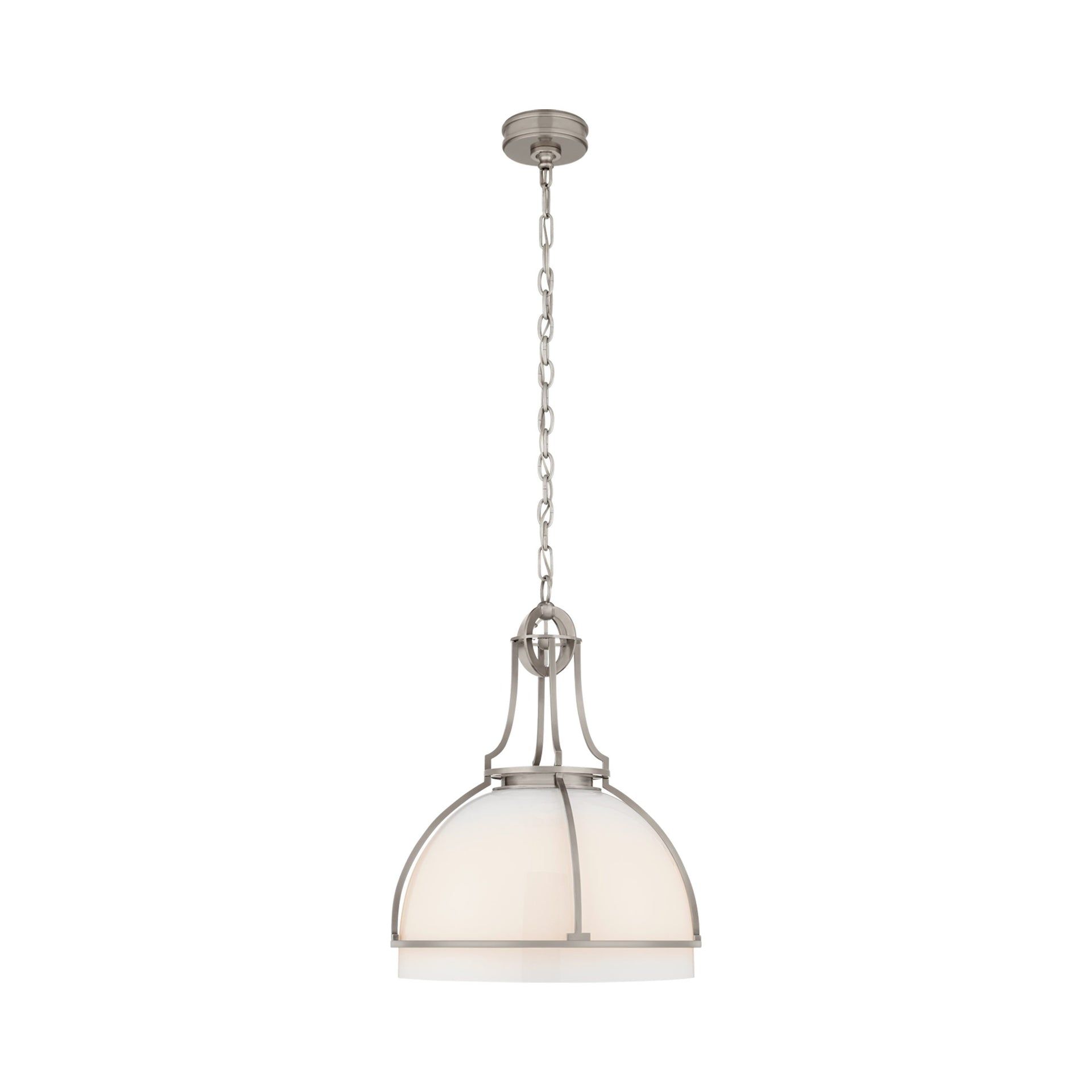 Gracie 24.5" Gray Glass LED Pendant Light with Nickel Finish