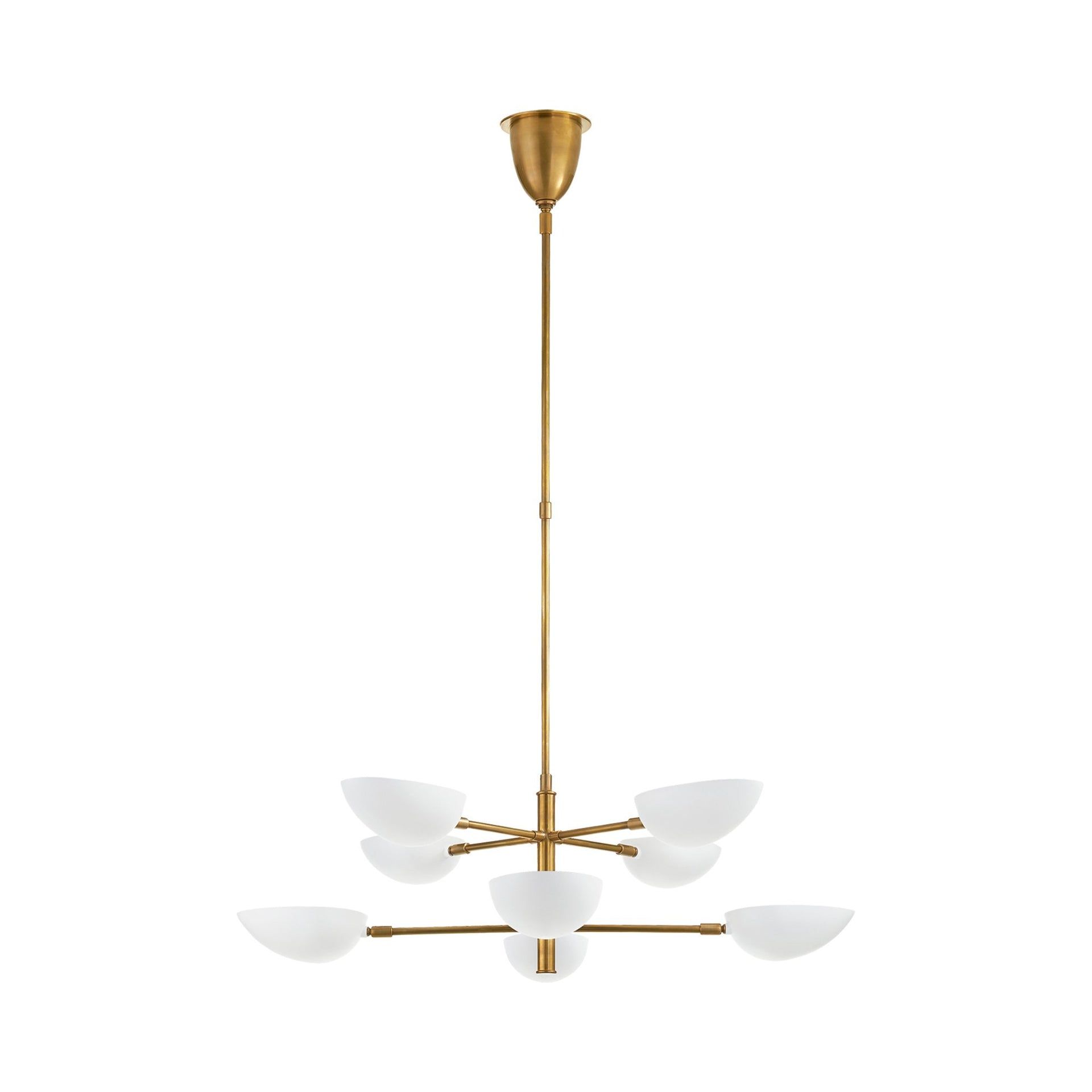 Antiqued Brass and Crystal Two-Tier Candle Chandelier