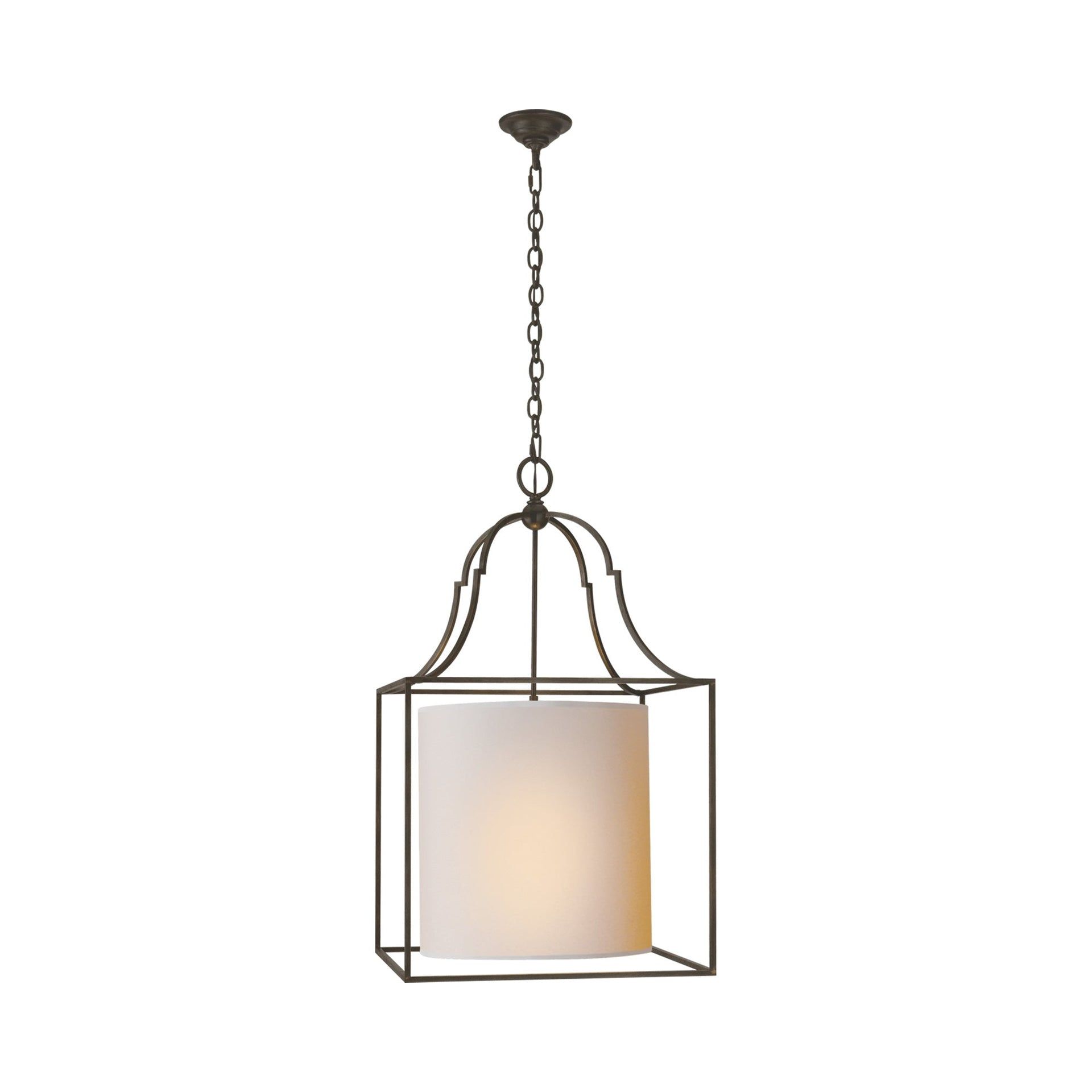 Gustavian Aged Iron Open Design Pendant Light with Classic Shade