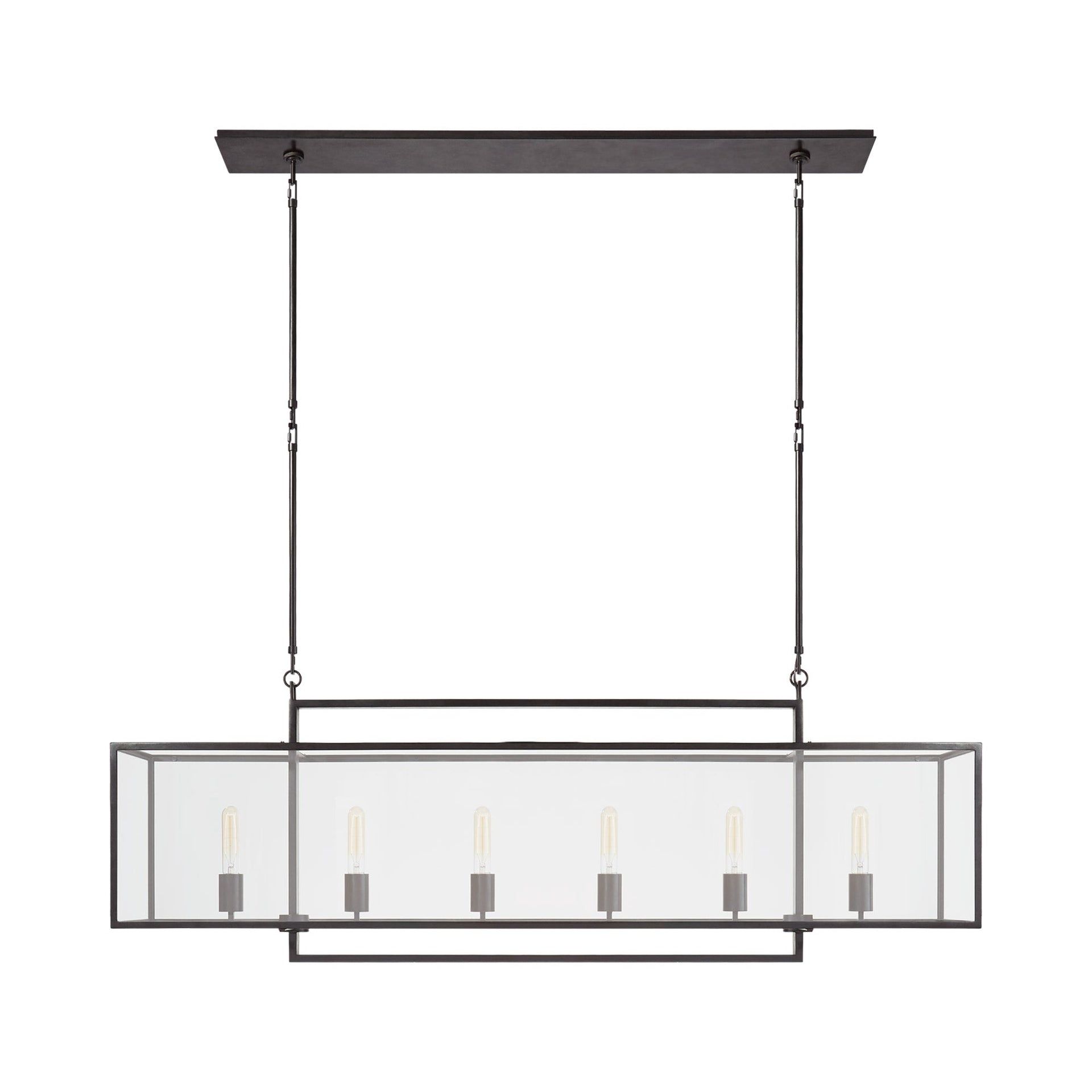 Halle 56'' Aged Iron and Nickel Glass Linear Chandelier