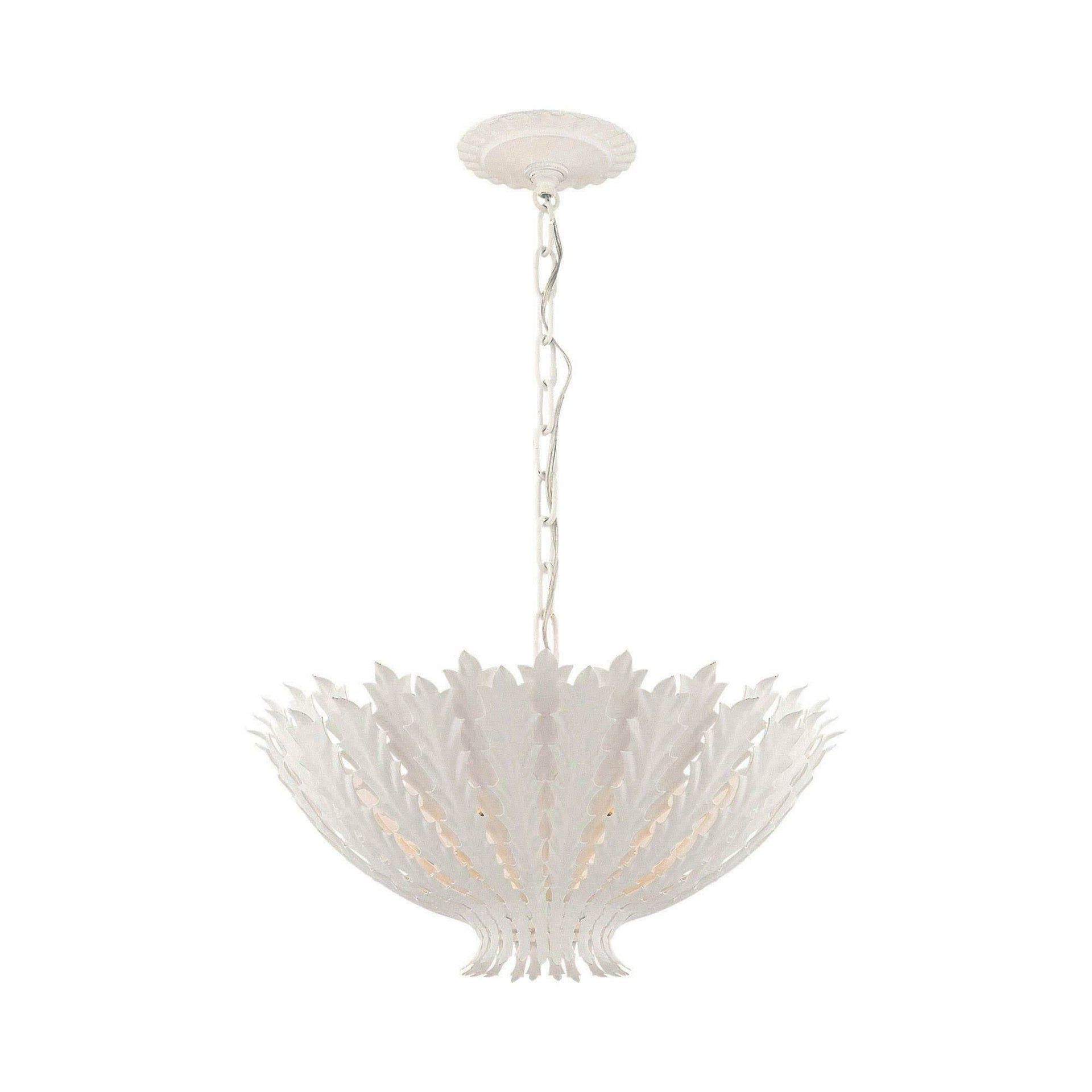 Hampton Elegance 3-Light Crystal Pendant in Plaster White
