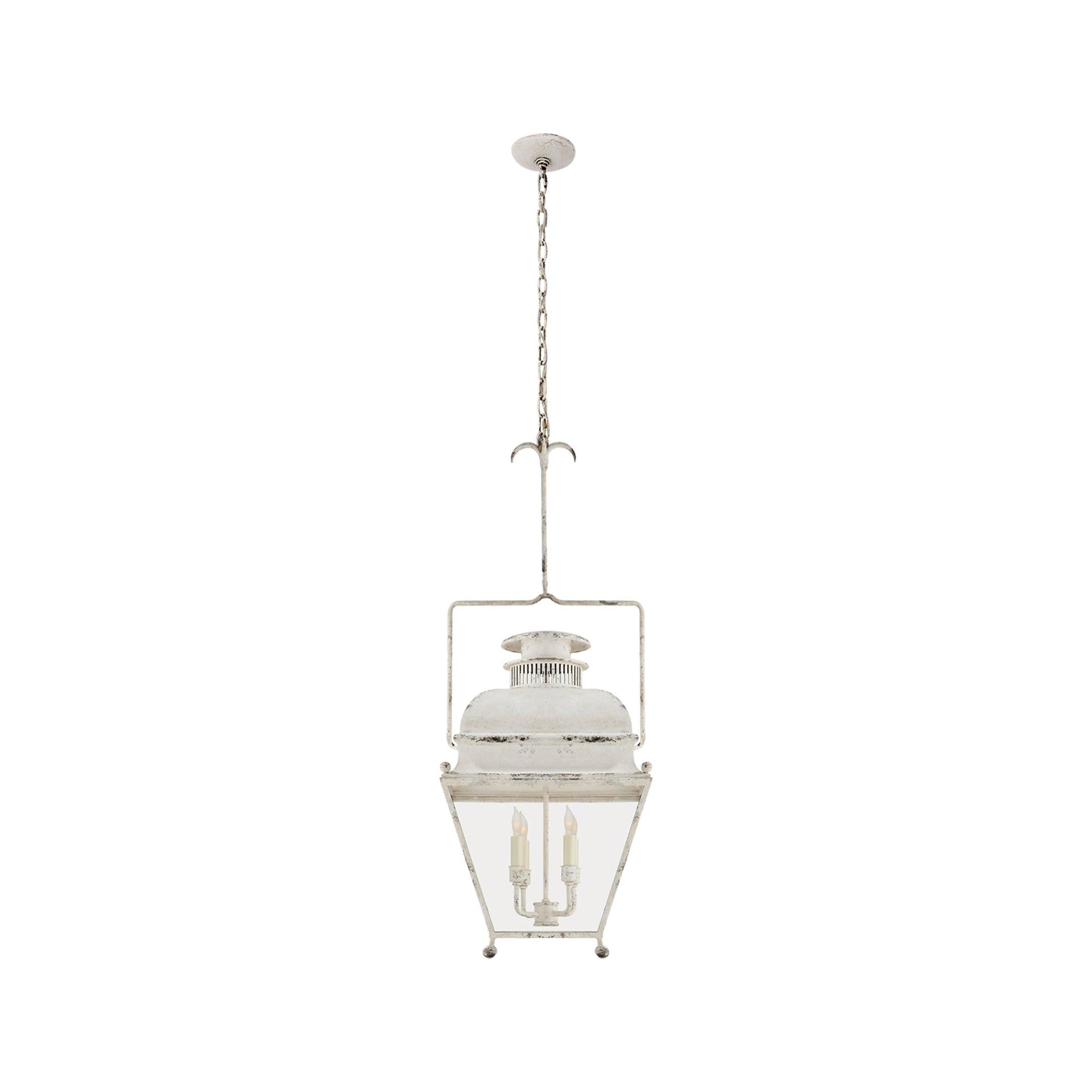 Old White Glass Four Light Lantern Pendant