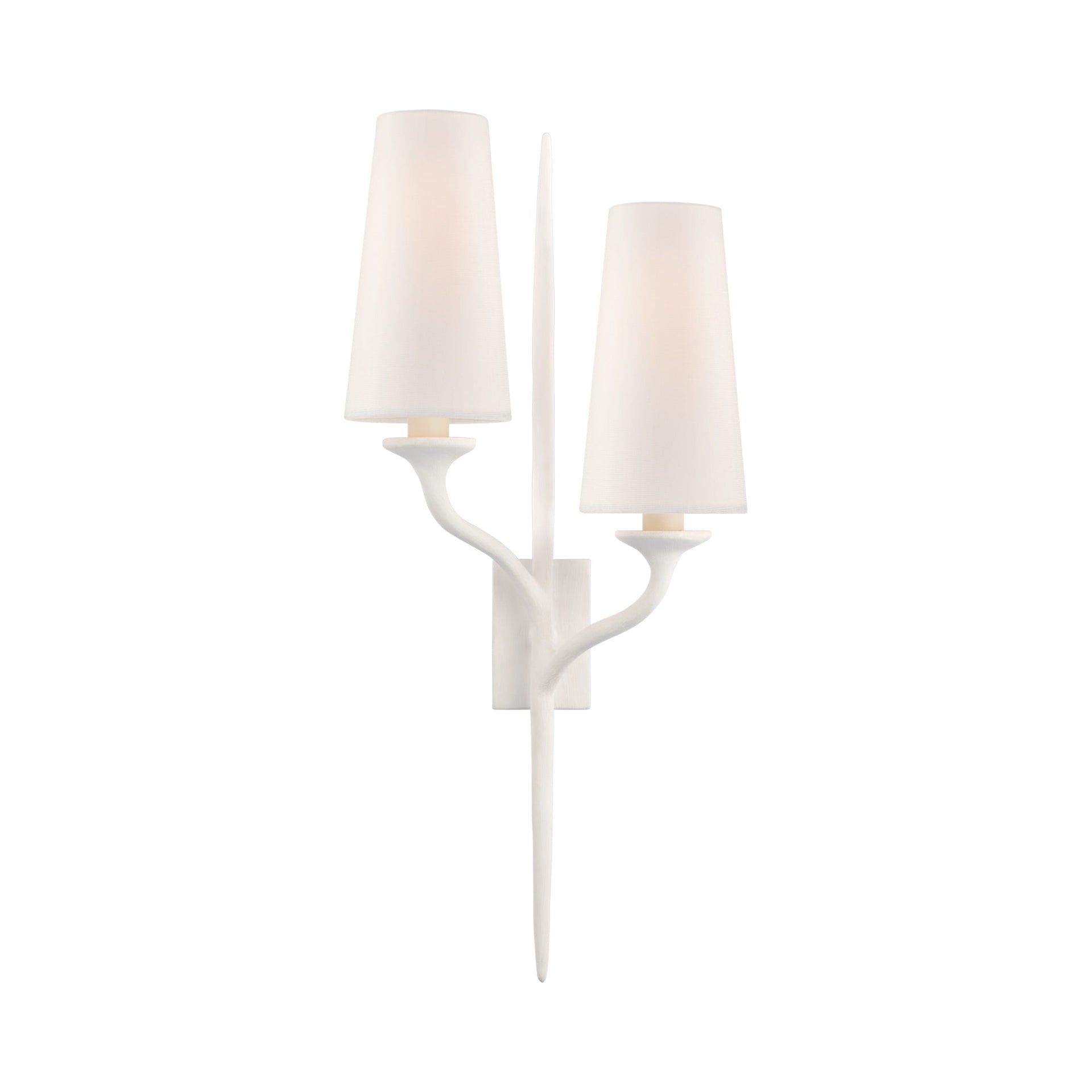 Plaster White Double Sconce with Bronze Accents