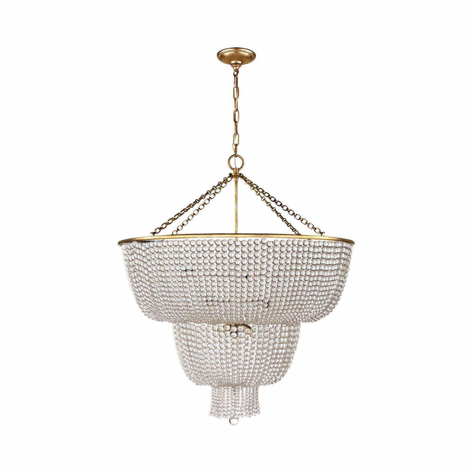 Jacqueline Antique Brass Two-Tier Chandelier with Bead Accents