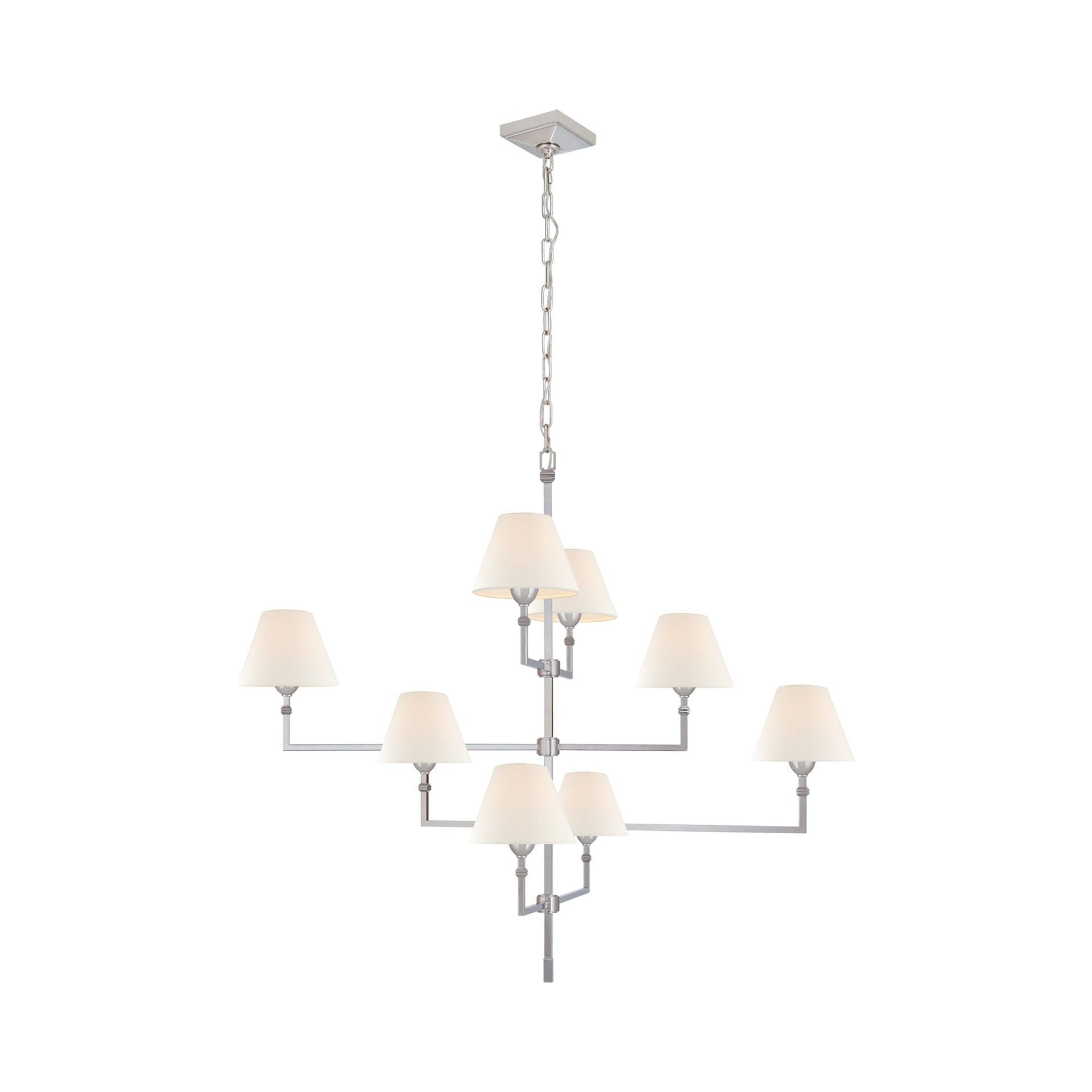Polished Nickel Crystal Candle 8-Light Chandelier