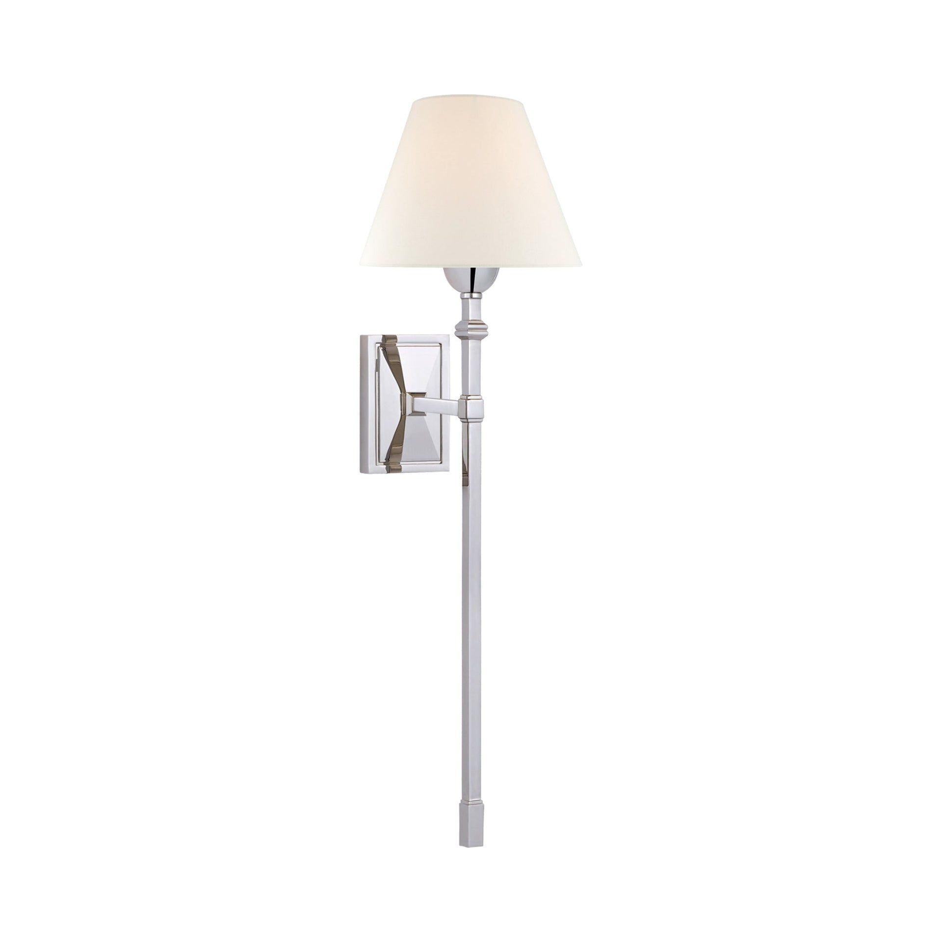 Polished Nickel Dimmable Direct Wired Wall Sconce with Linen Shade