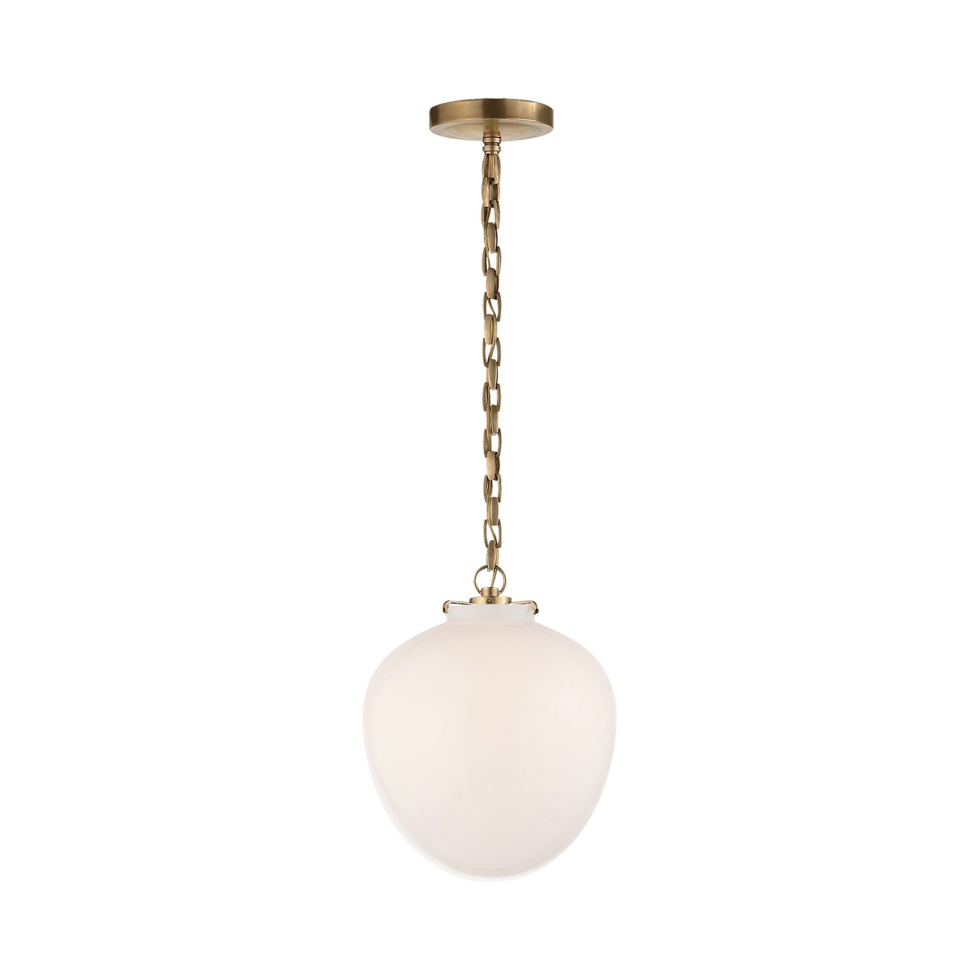 Elegant Katie Acorn 13" Glass Pendant in Hand-Rubbed Antique Brass