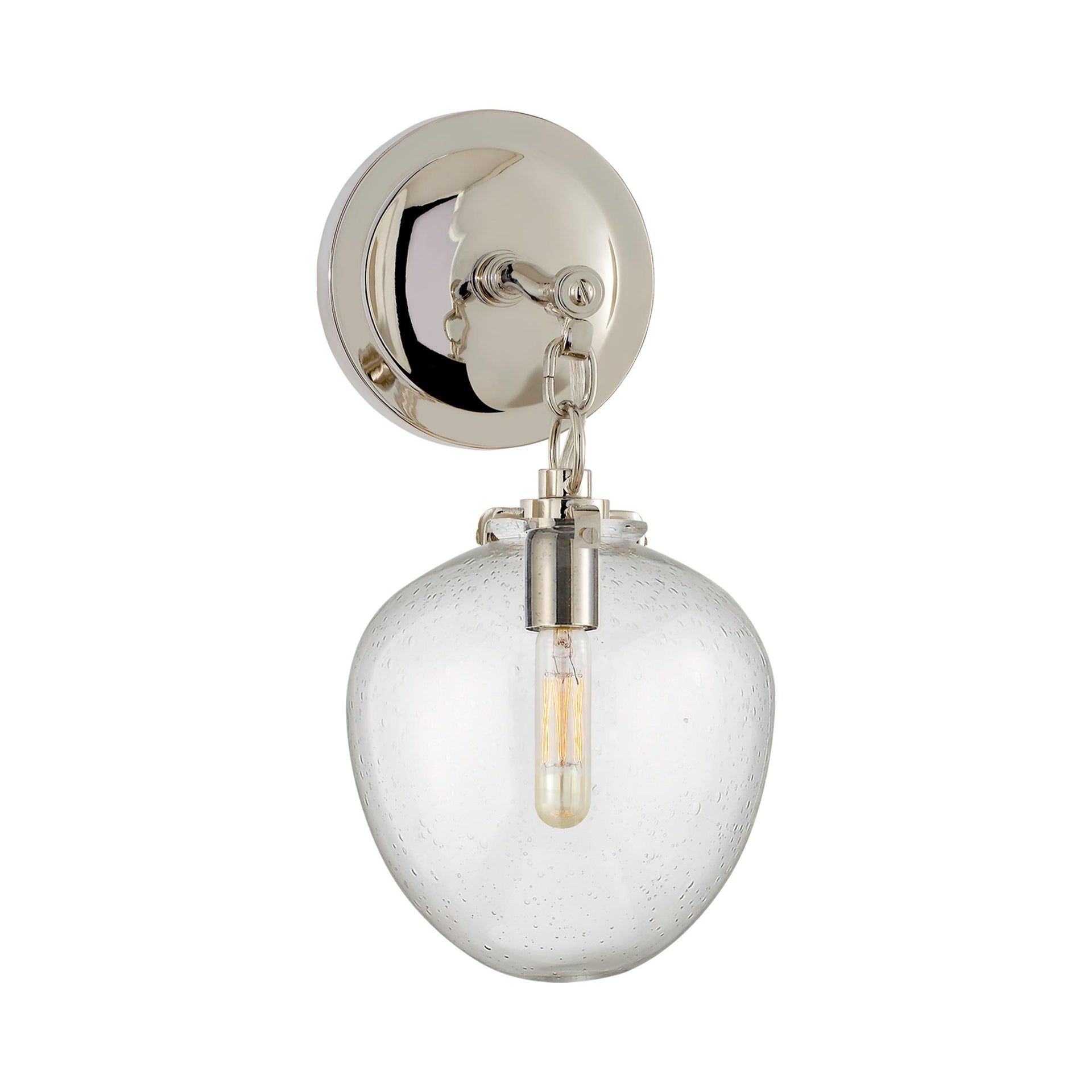 Katie Acorn 13.4" Polished Nickel Outdoor Wall Sconce with Seeded Glass