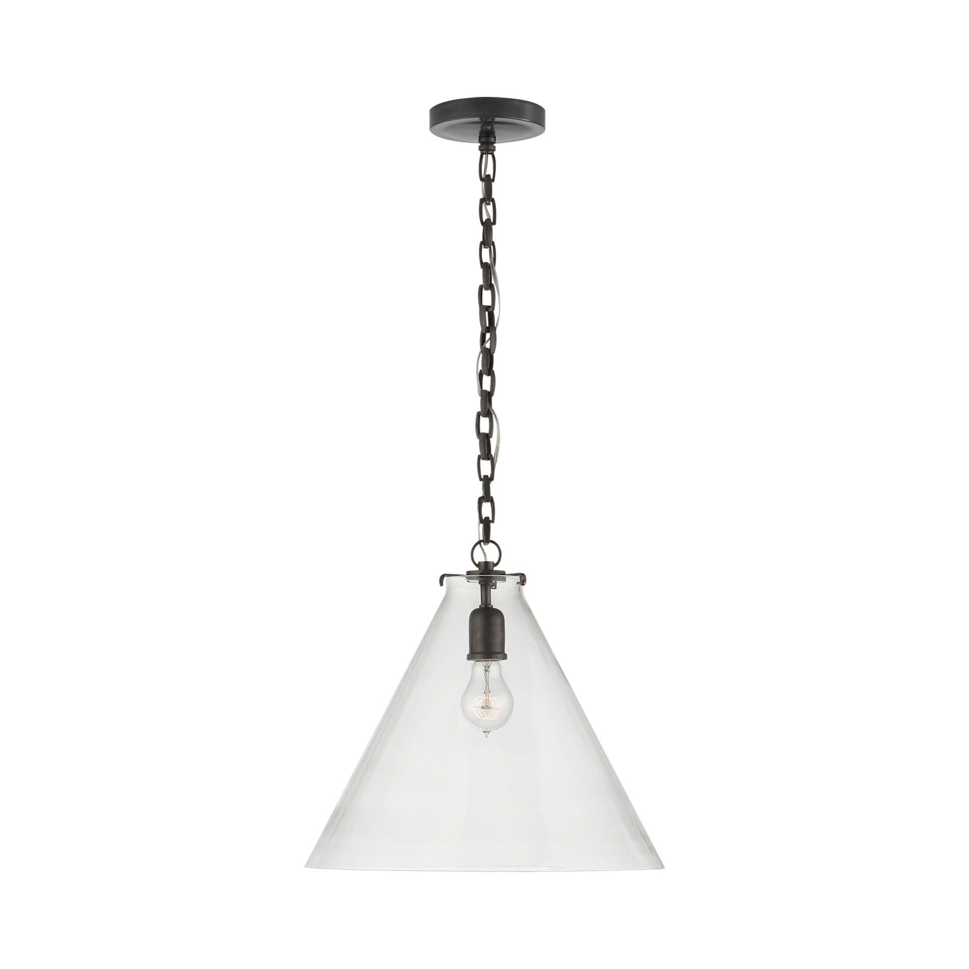 Katie Conical 14.75" Bronze Pendant with Clear Glass Shade