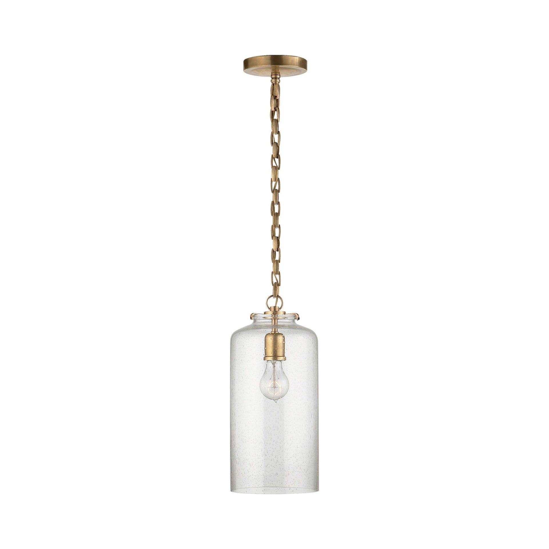 Hand-Rubbed Antique Brass Glass Pendant Light
