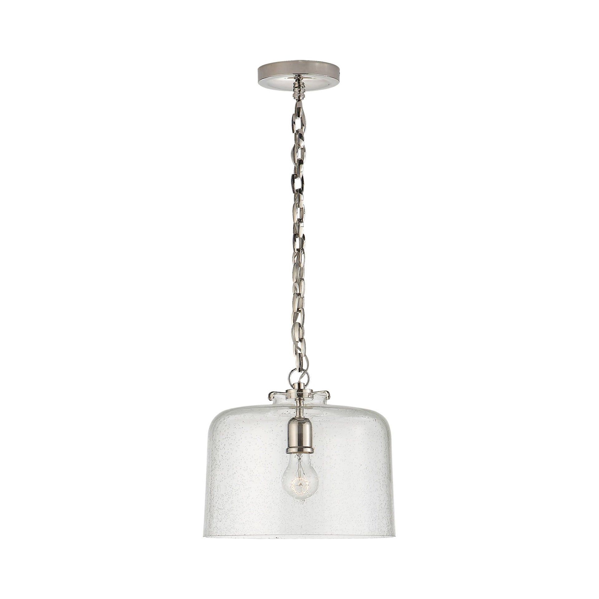 Katie Polished Nickel Glass Pendant Light for Indoor/Outdoor Use