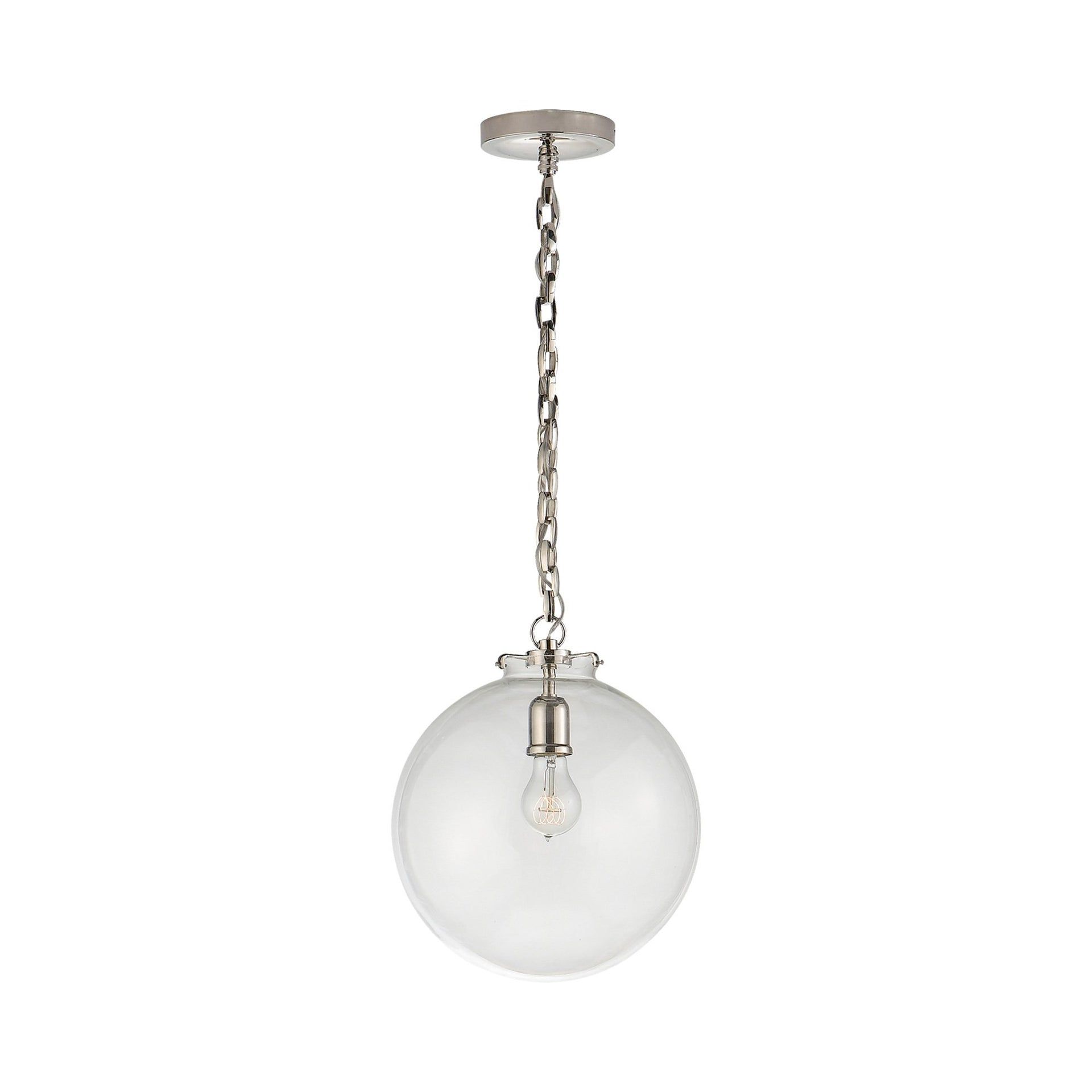 Katie 14" Polished Nickel Glass Globe Pendant Light