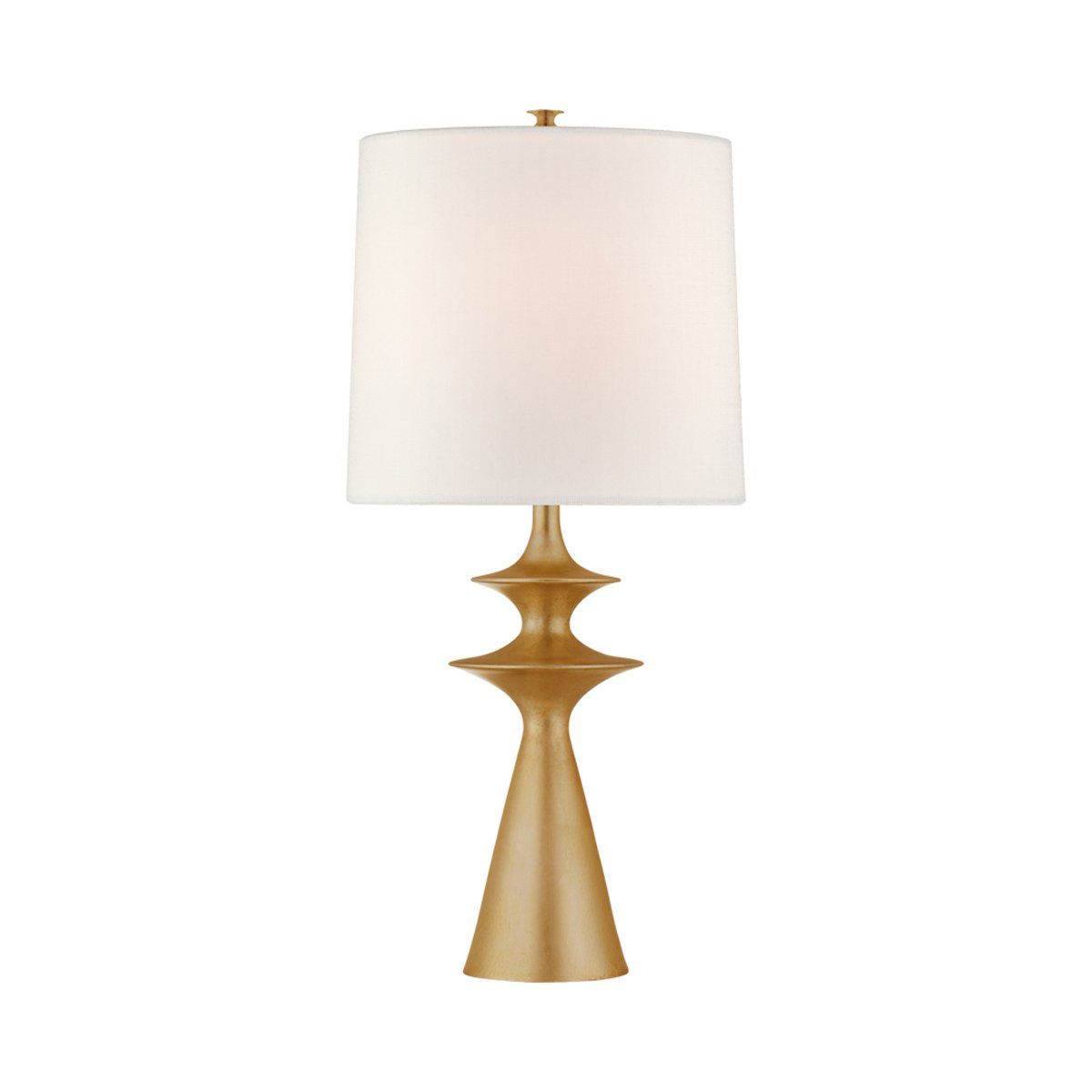 Elegant Outdoor Gilded Table Lamp with White Linen Shade, 31 in