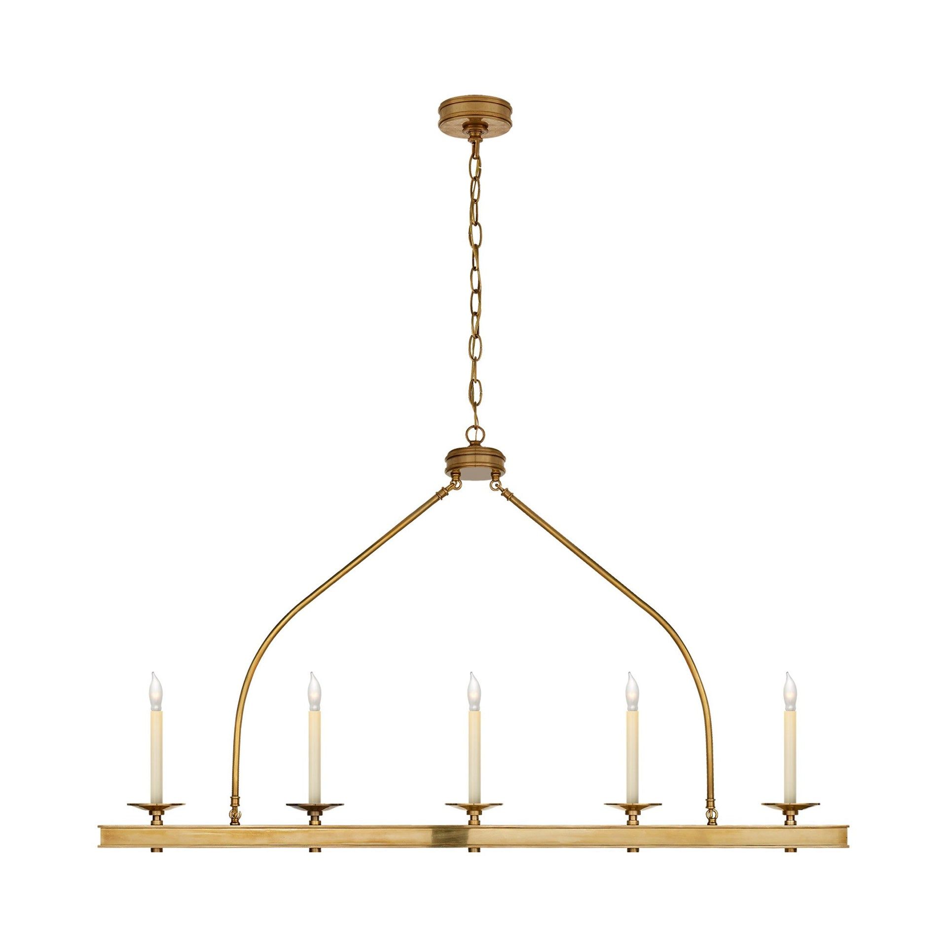 Launceton 5-Light Linear Island Pendant in Antique-Burnished Brass