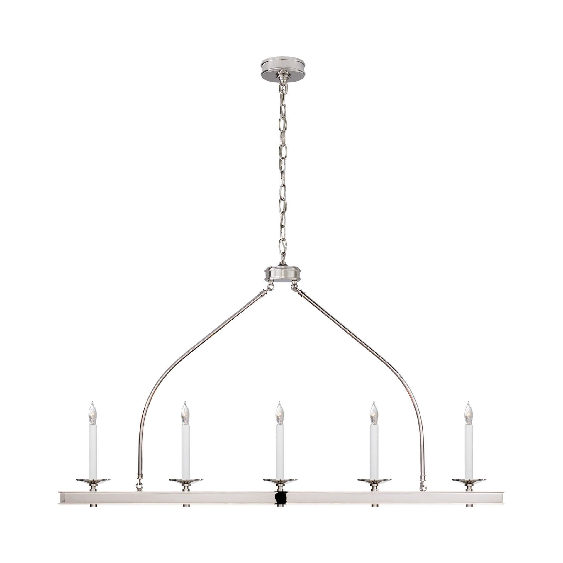 Elegant Launceton Polished Nickel 5-Light Linear Island Pendant