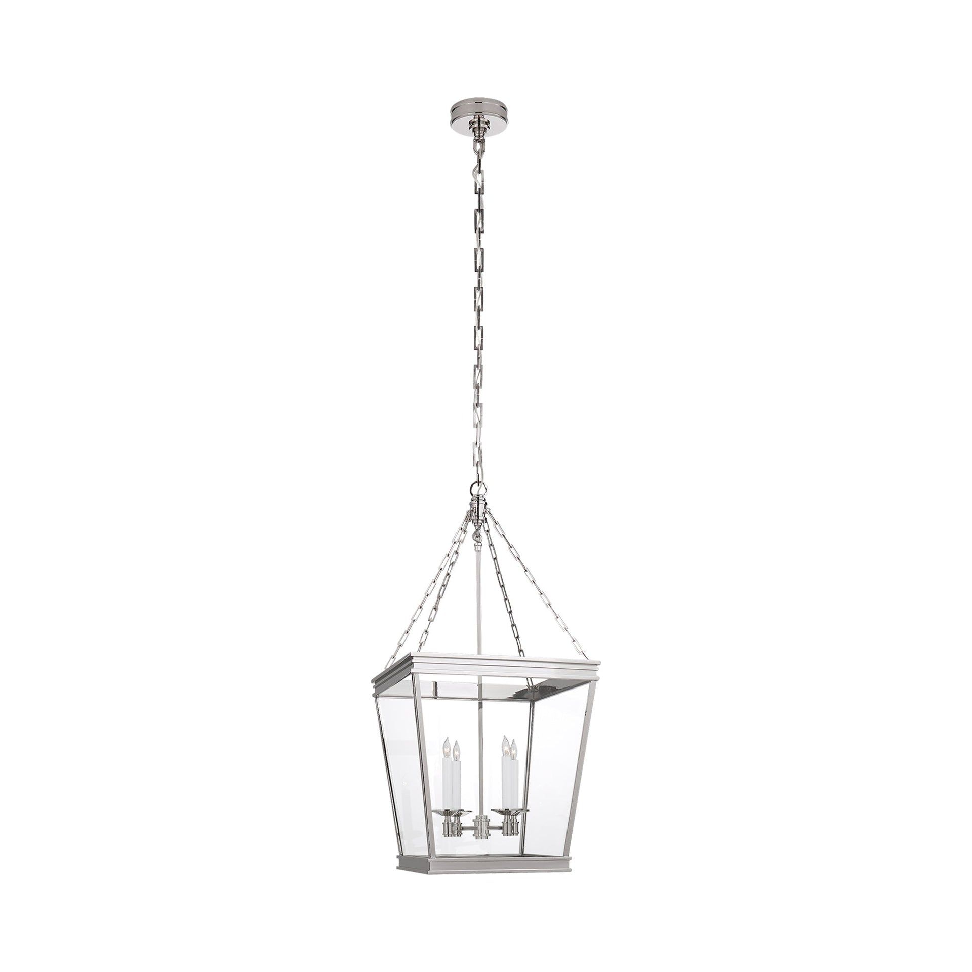 Launceton Polished Nickel Glass Lantern Pendant Light