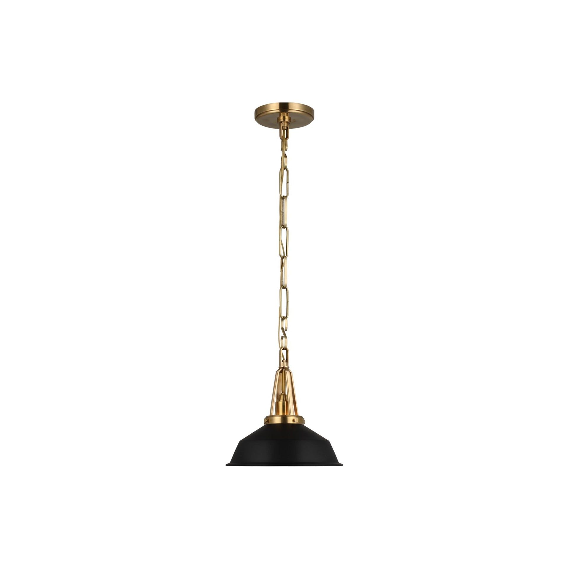 Layton Antique Brass and Black Glass Pendant Light
