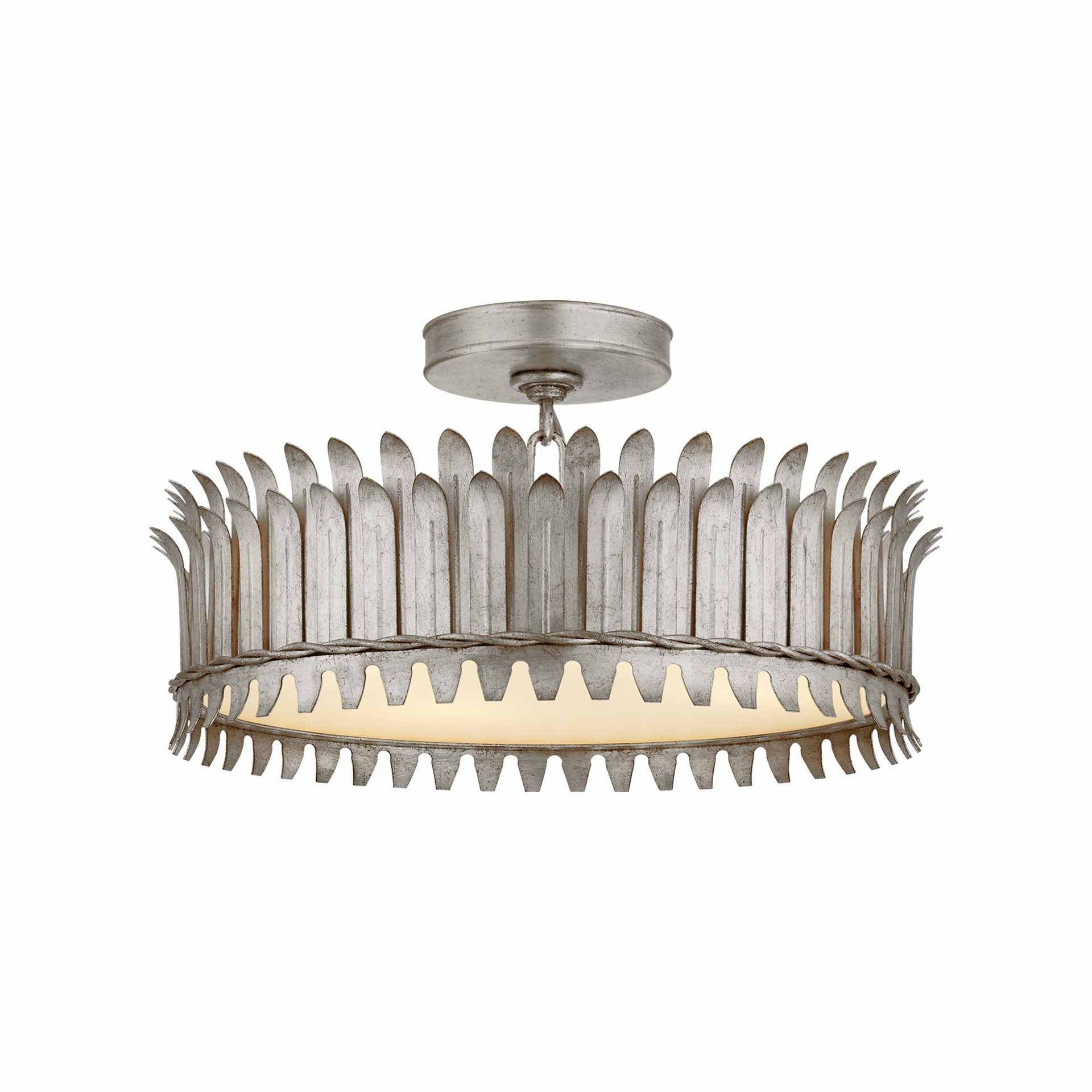 Leslie 16" Burnished Silver Leaf Semi-Flush Mount Light