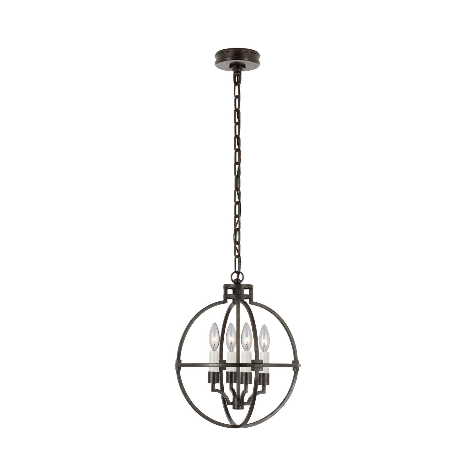 Lexie 14" Aged Iron Globe LED Pendant with Crystal Accents