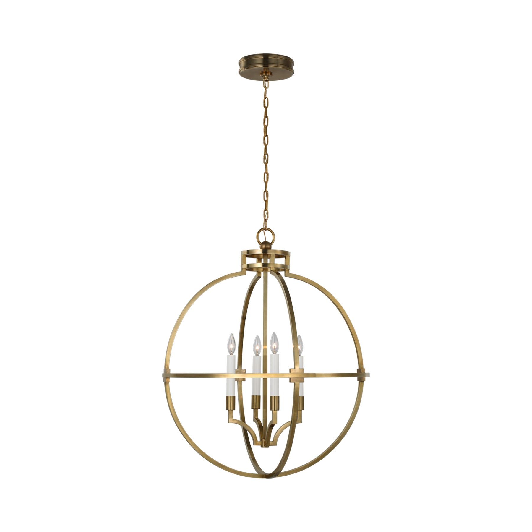 Lexie 30" Antique-Burnished Brass LED Globe Pendant Light